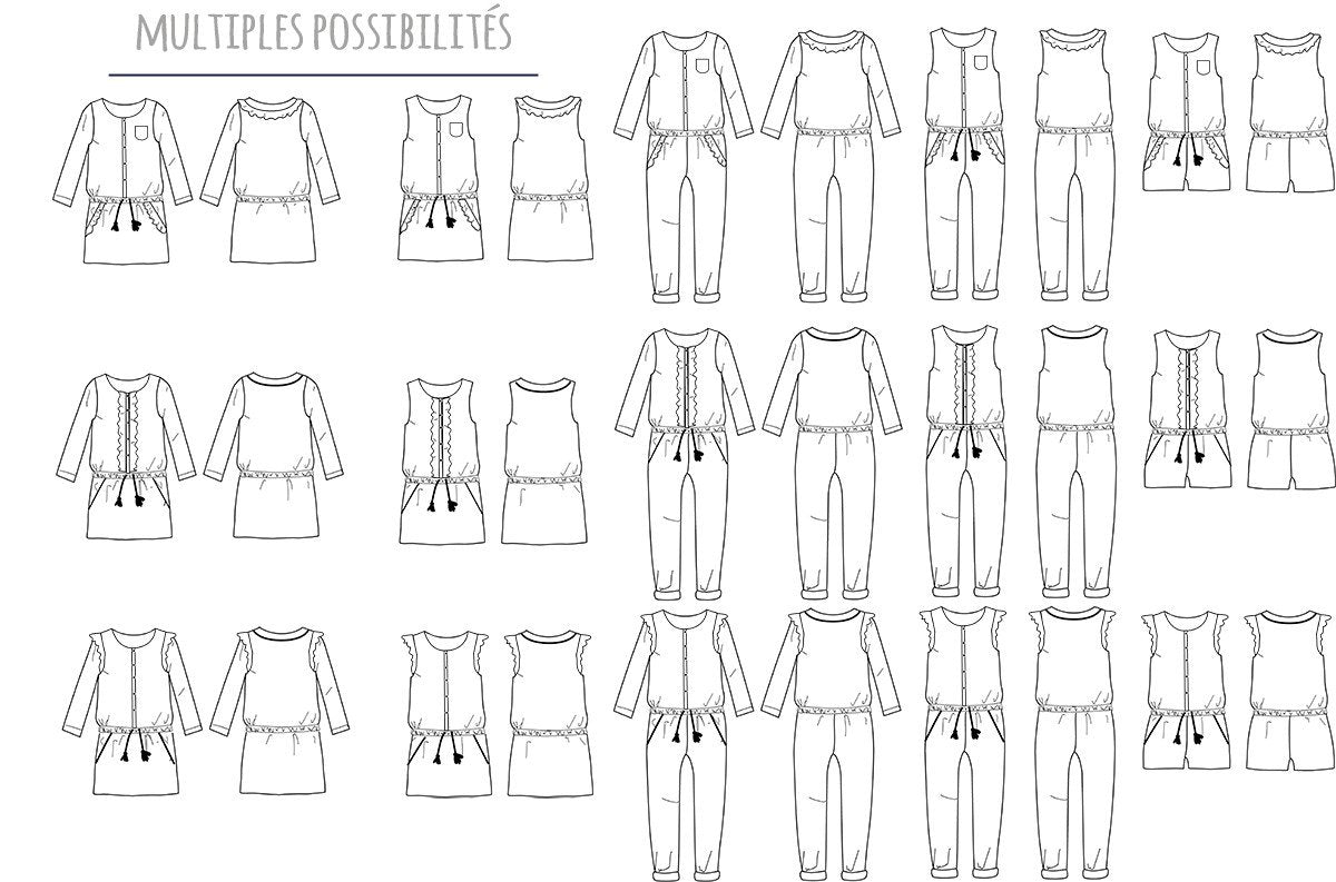 Ikatee - MARIEKE Jumpsuit - Playsuit - Dress - Ages 3-12 Paper Sewing Pattern