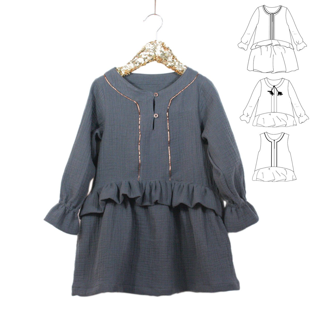 Ikatee - LILAS Trio Blouse - Top - Dress - Ages 3-12 Paper Sewing Pattern