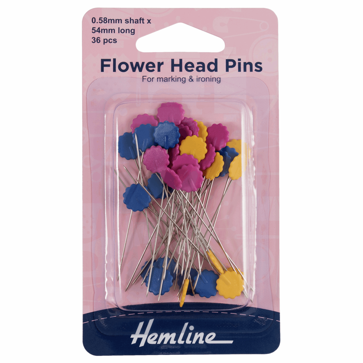 Hemline Flower Head Pins 36 pins