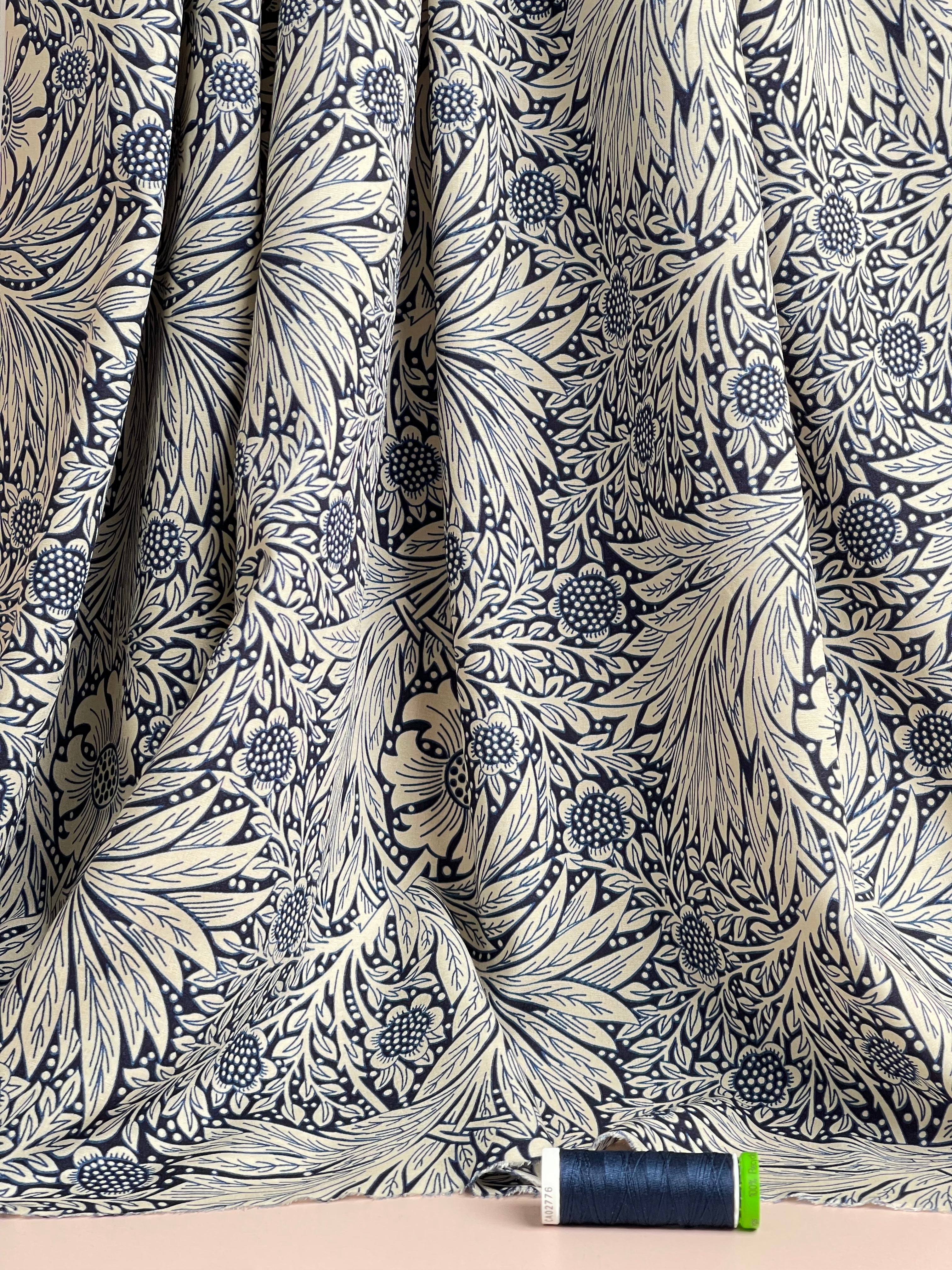 Victoria Navy Blue Viscose Fabric