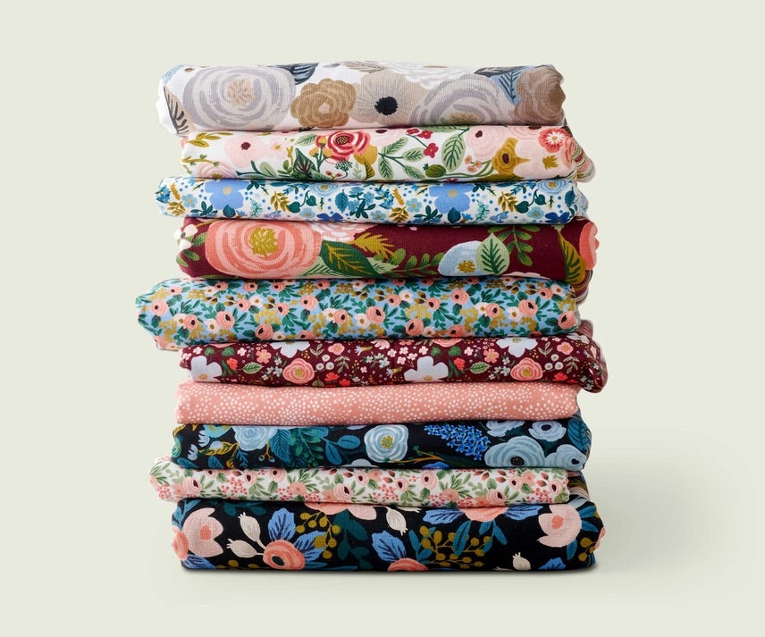 Rifle Paper Co - Garden Party Blue Wild Rose Metallic Cotton Fabric