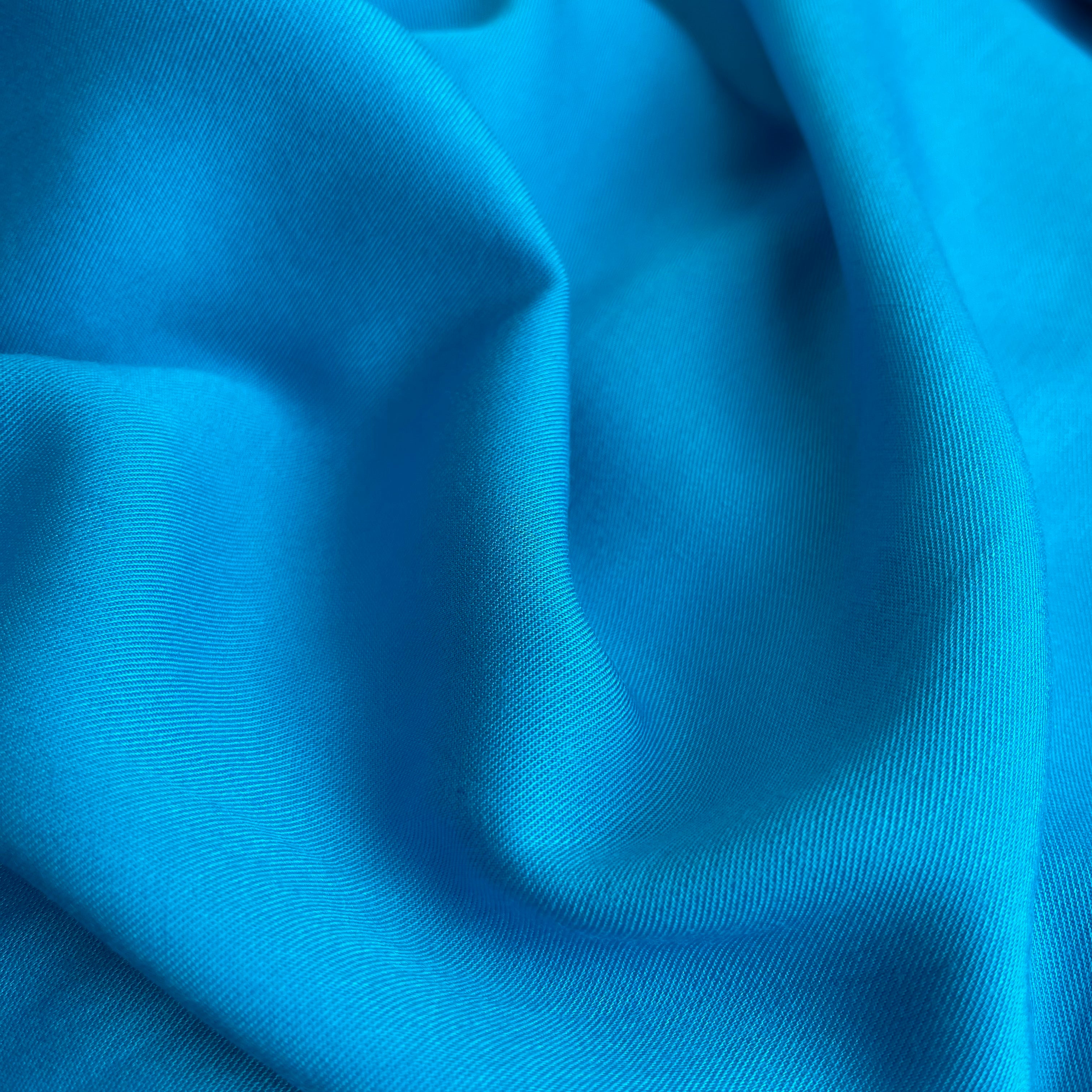 REMNANT 0.58 Metre - Grandeur Turquoise Blue Viscose Twill Dress Fabric