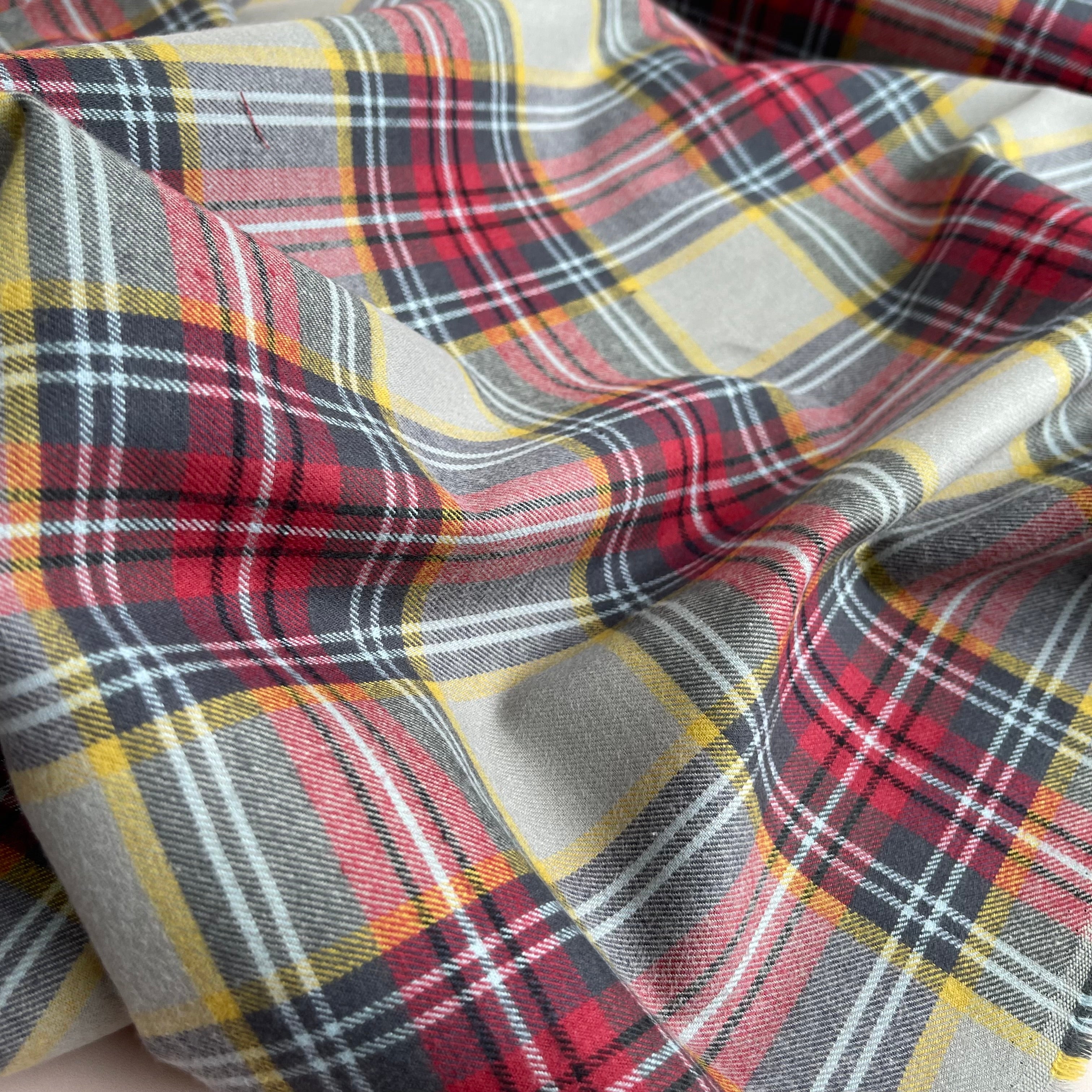 Highland Dust & Red Yarn Dyed Cotton Flannel