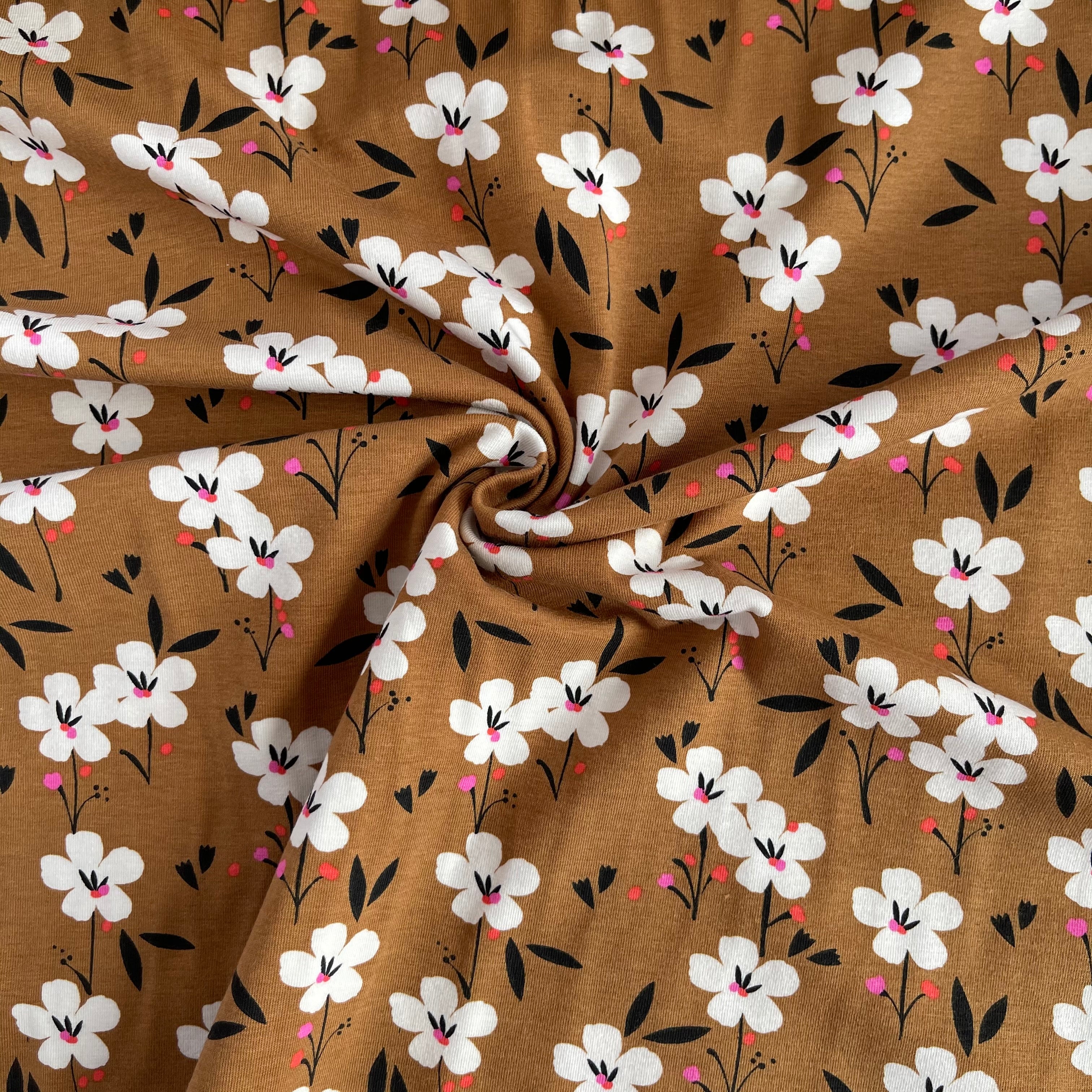 REMNANT 1.13 Metres - Soiree Spring Gold Cotton Jersey Fabric