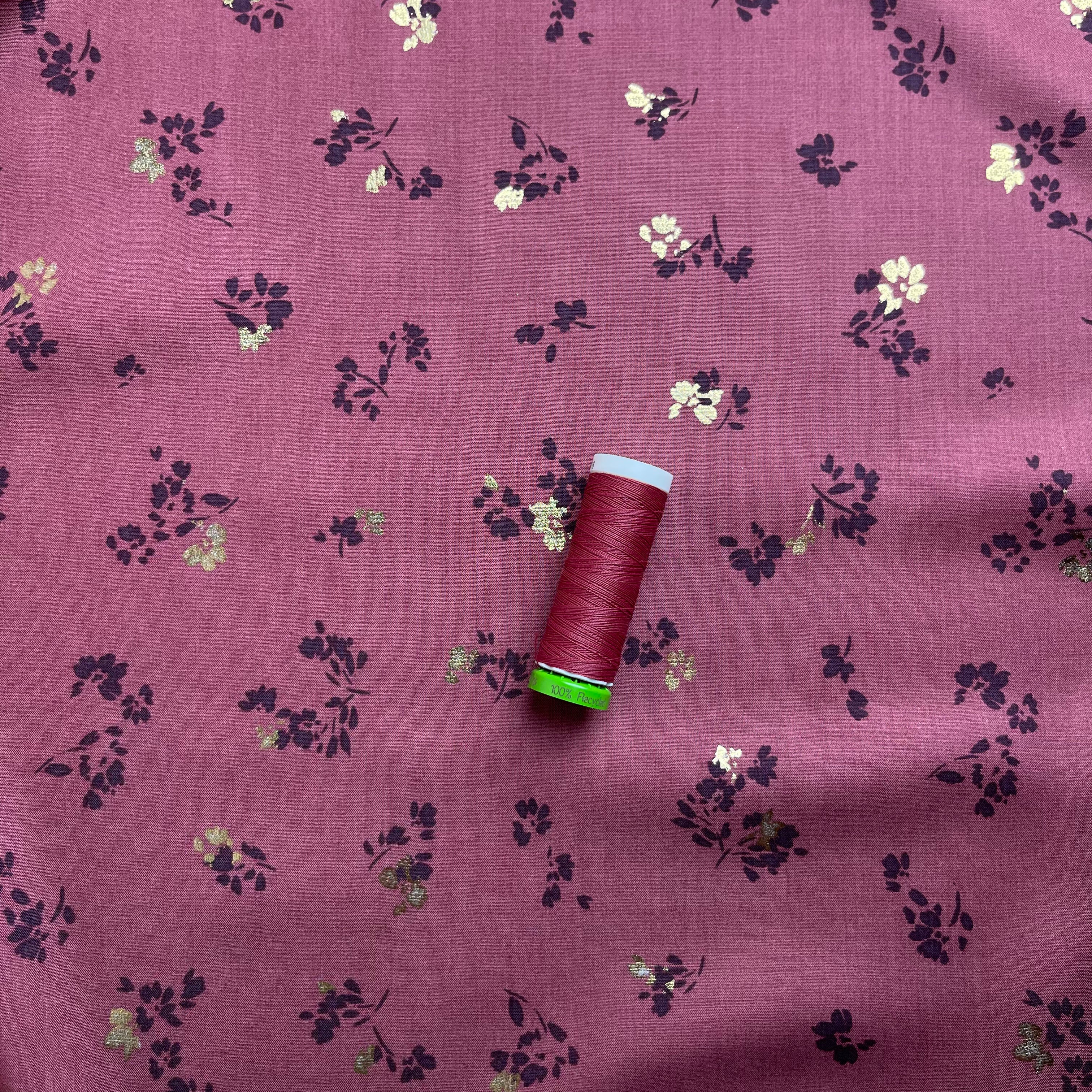 Sparkle Flowers on Rosewood Viscose Fabric