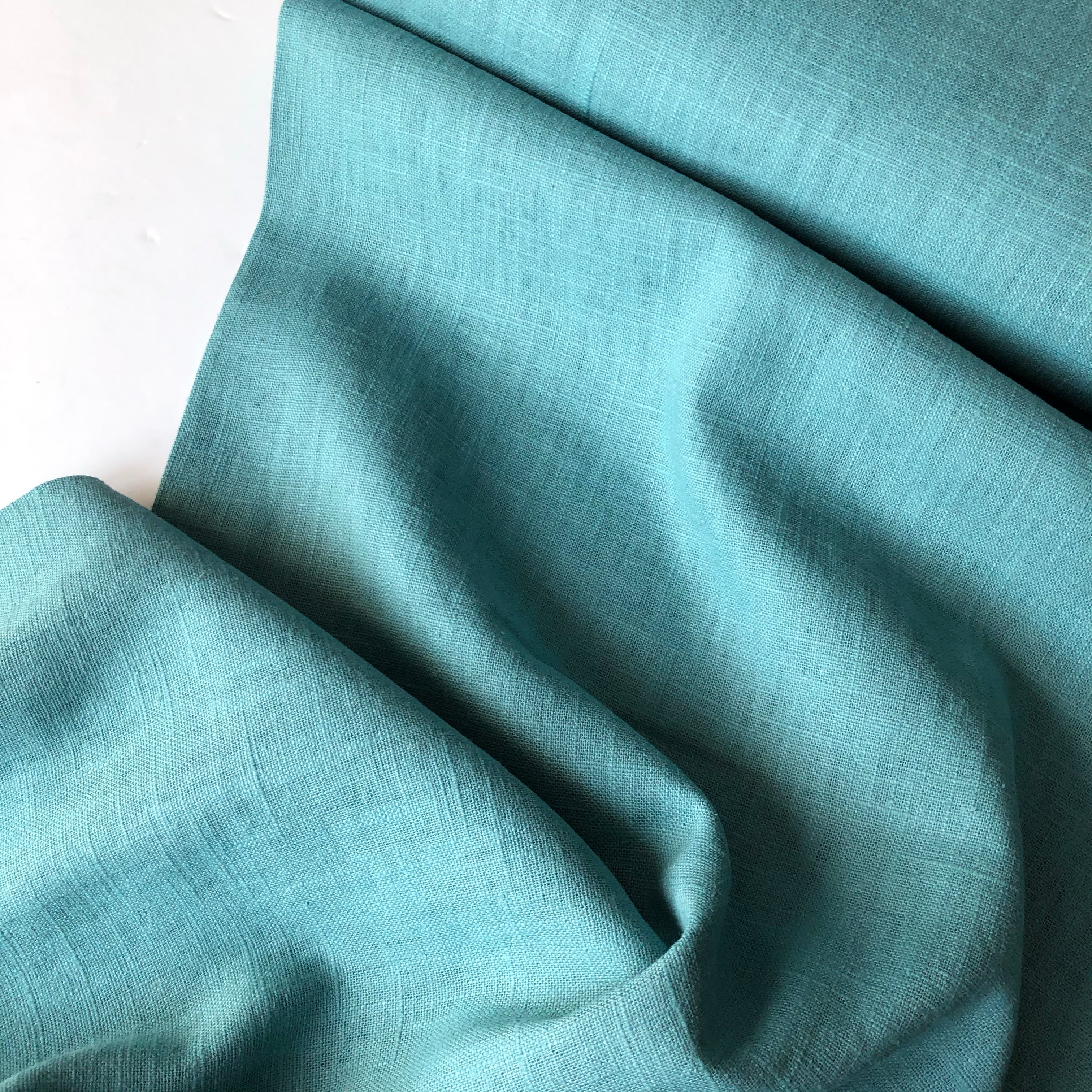 Breeze Light Teal - Enzyme Washed Linen Cotton Fabric