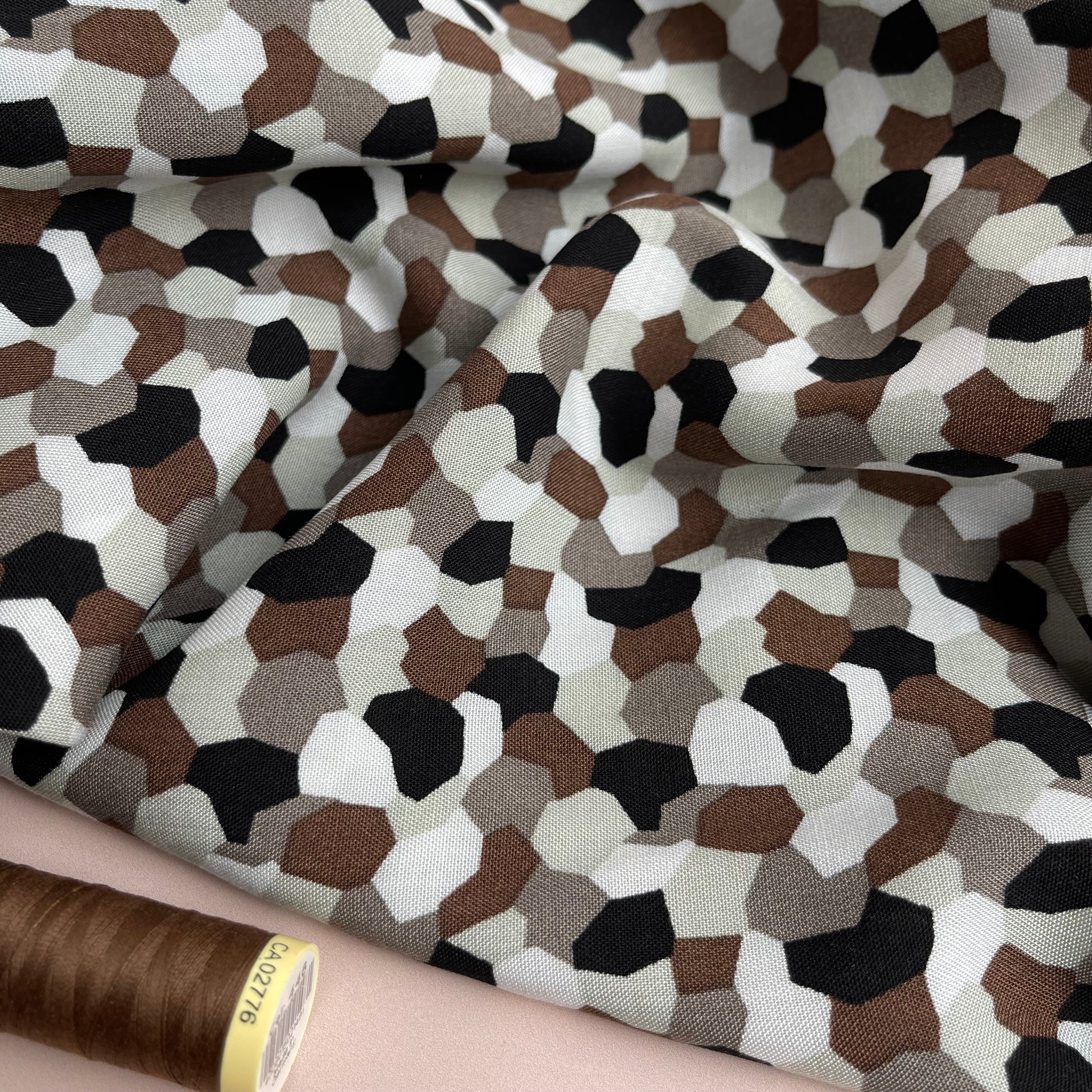 Pebbles Brown Viscose Chally Fabric