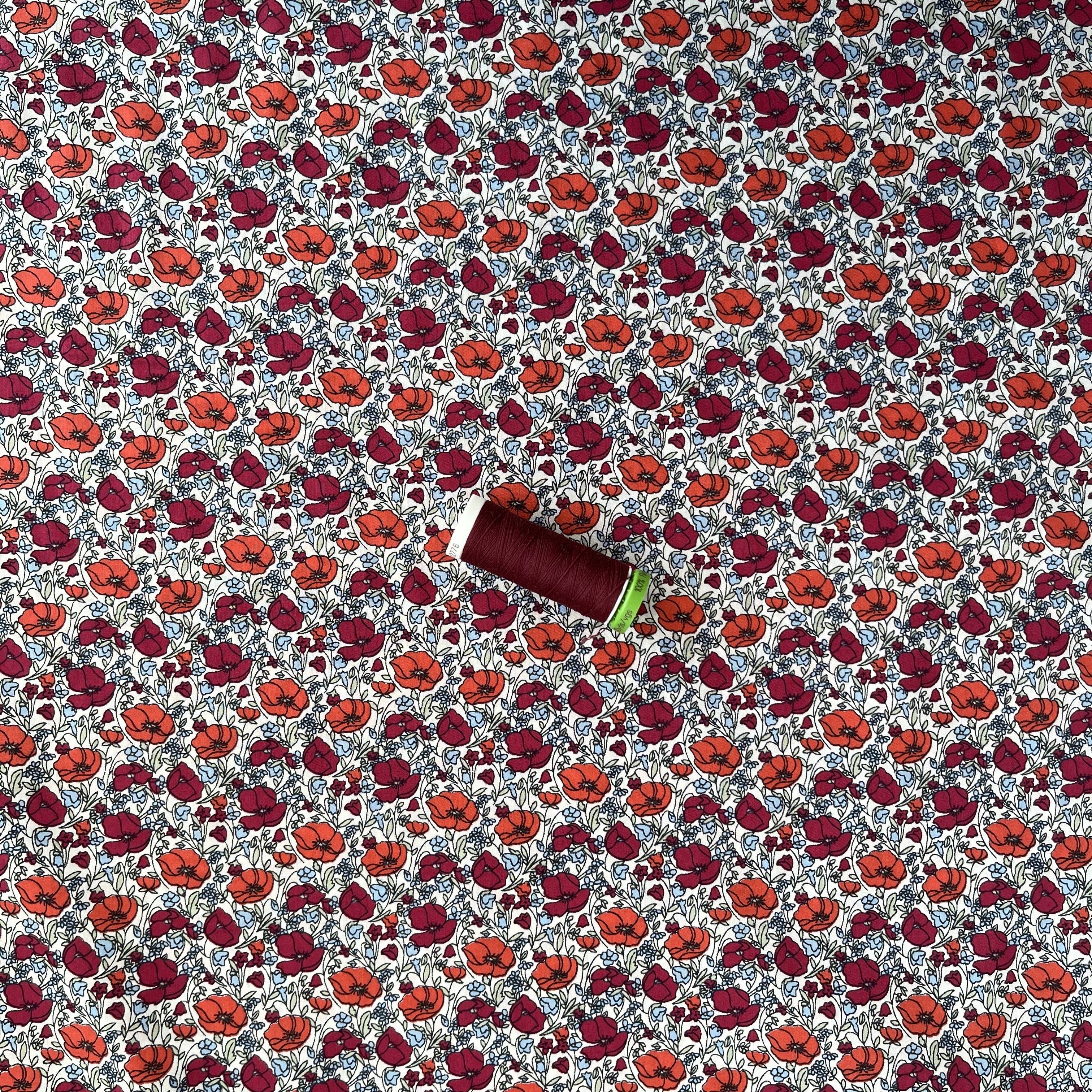 Poppies Red Cotton Lawn Fabric