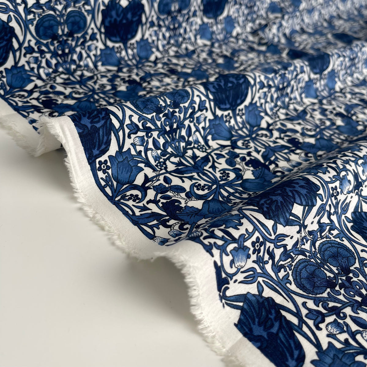 REMNANT 2 Metres Morris Navy Cotton Lawn Fabric Lamazi Fabrics