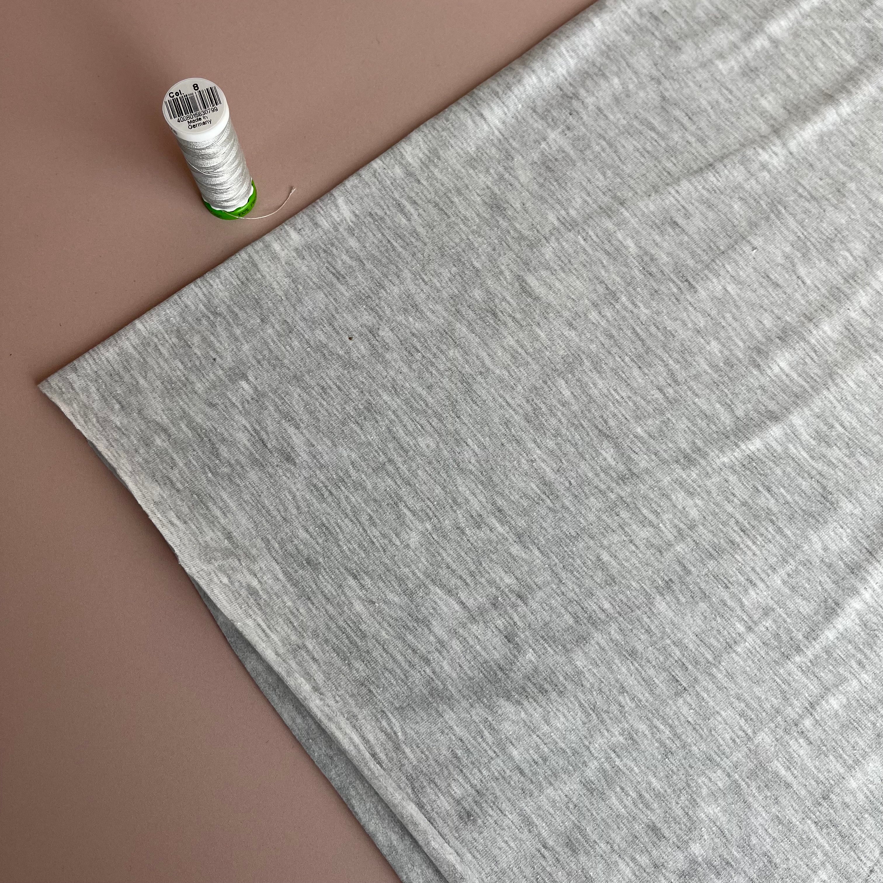 REMNANT 1.84 Metres - Light Grey Melange Jersey Fabric