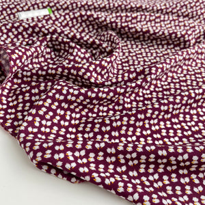 REMNANT 1.32 Metrtes (plus free sections with fault) Brush Petals Wine Viscose Fabric