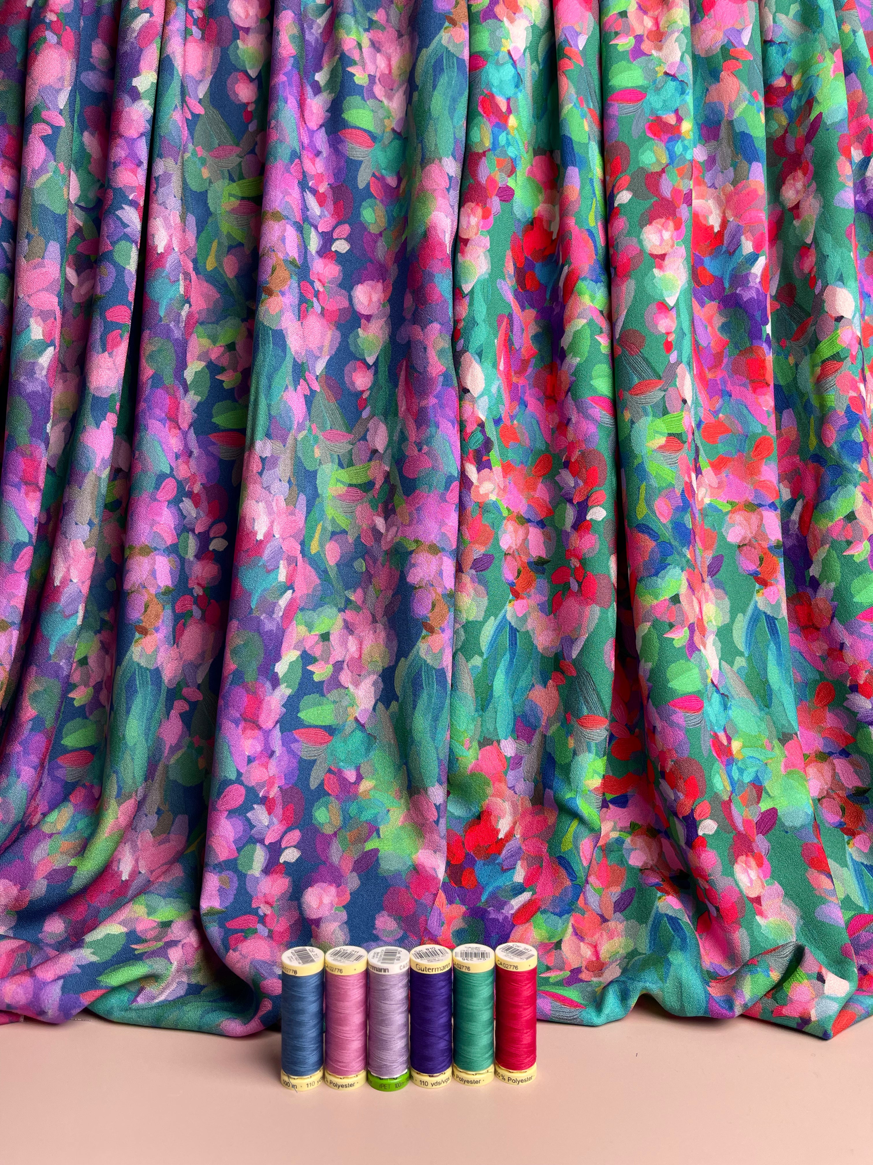 Summer Party - Lupine Petals Blue Morracain Soft Viscose Crepe (more due soon)