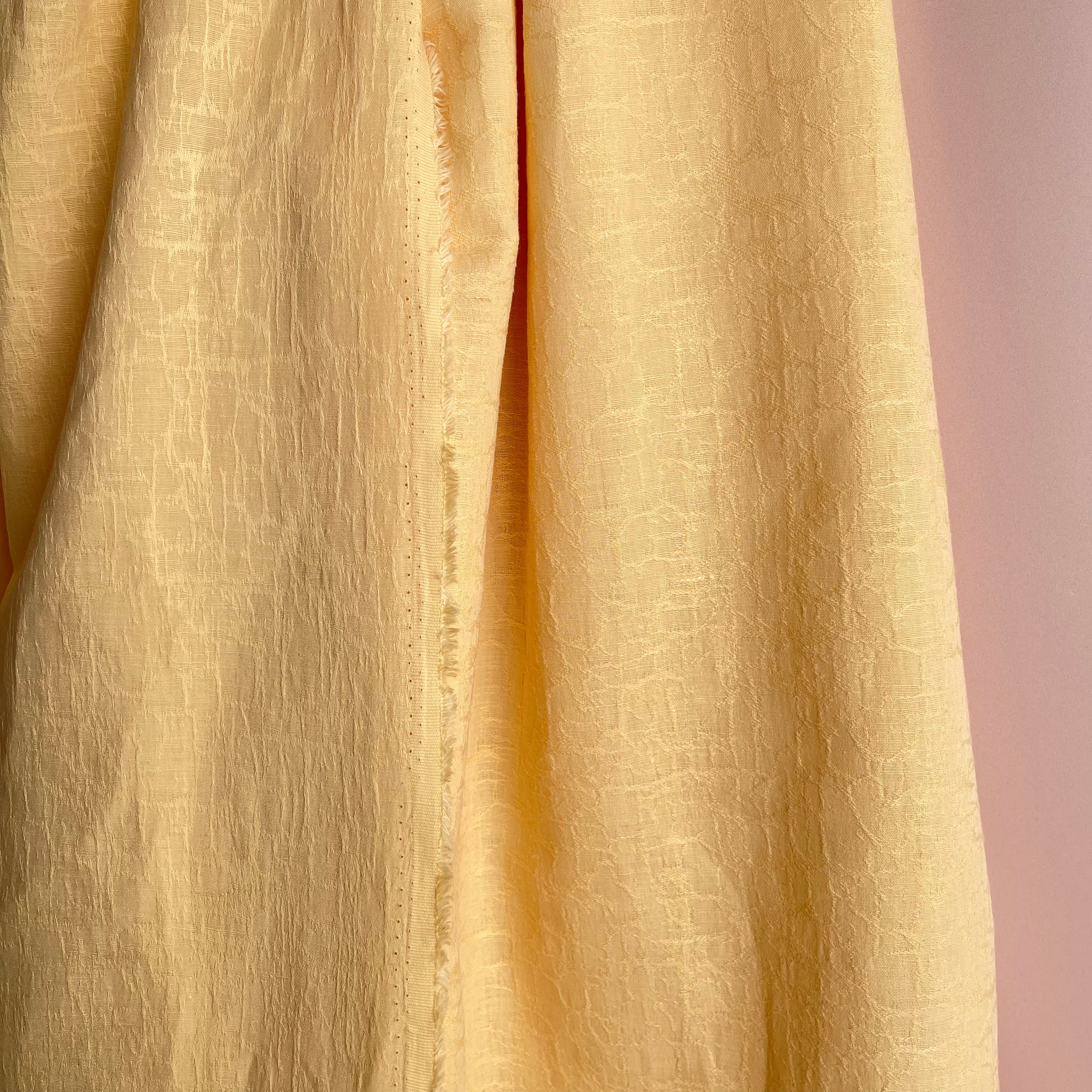 REMNANT 0.35 metre + free small section with fault - Fibre Mood Cotton Linen Bark Jacquard in Yellow
