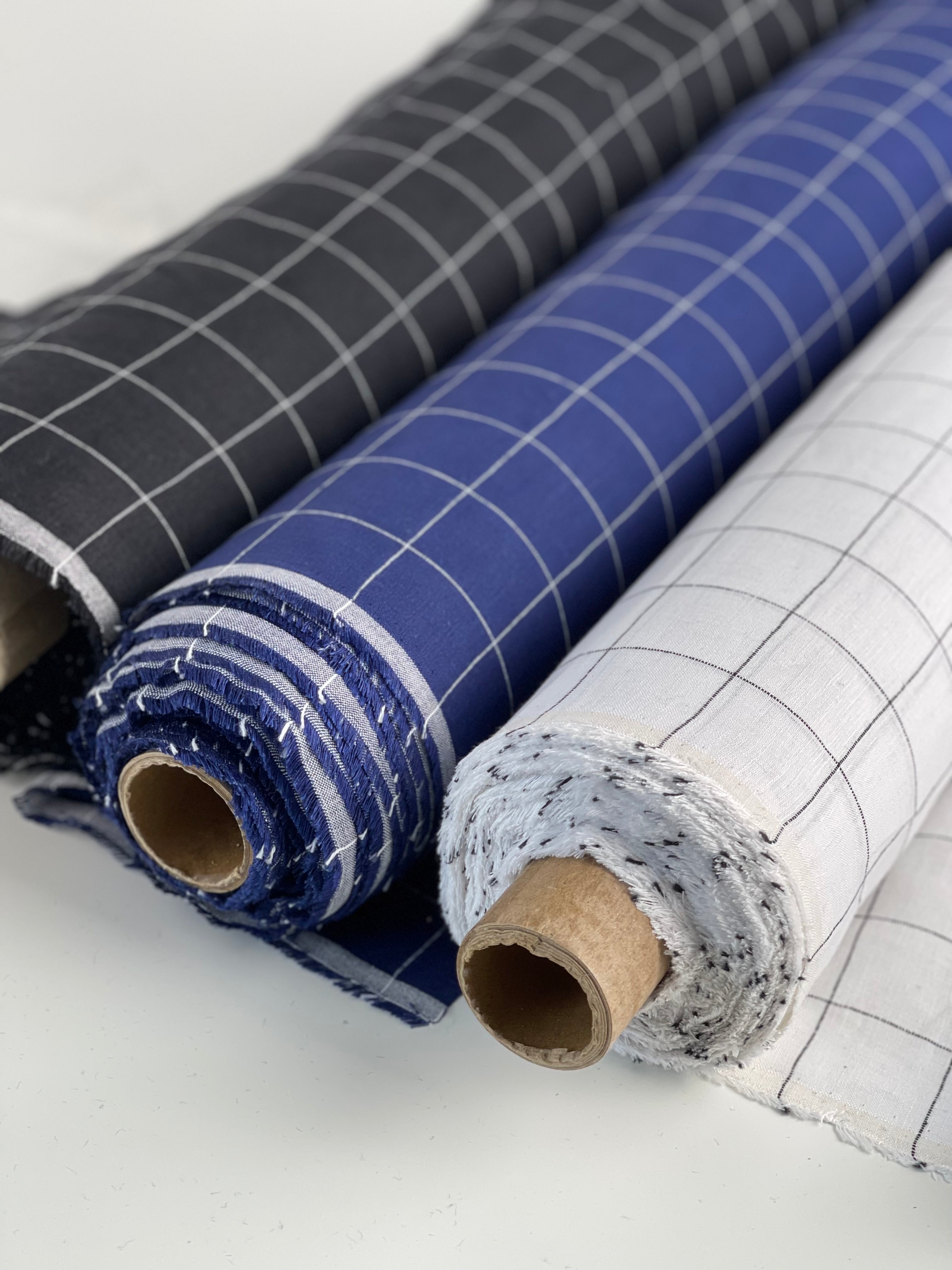 Monochrome Checks Black Linen Fabric