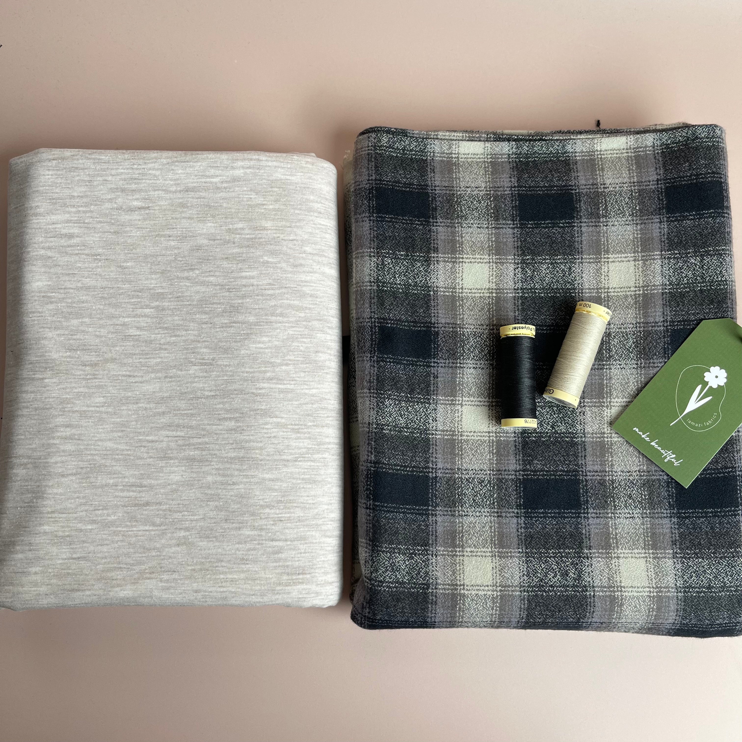 Limited Edition - Luxury Pyjama Kit with Grey Check Cotton Flannel