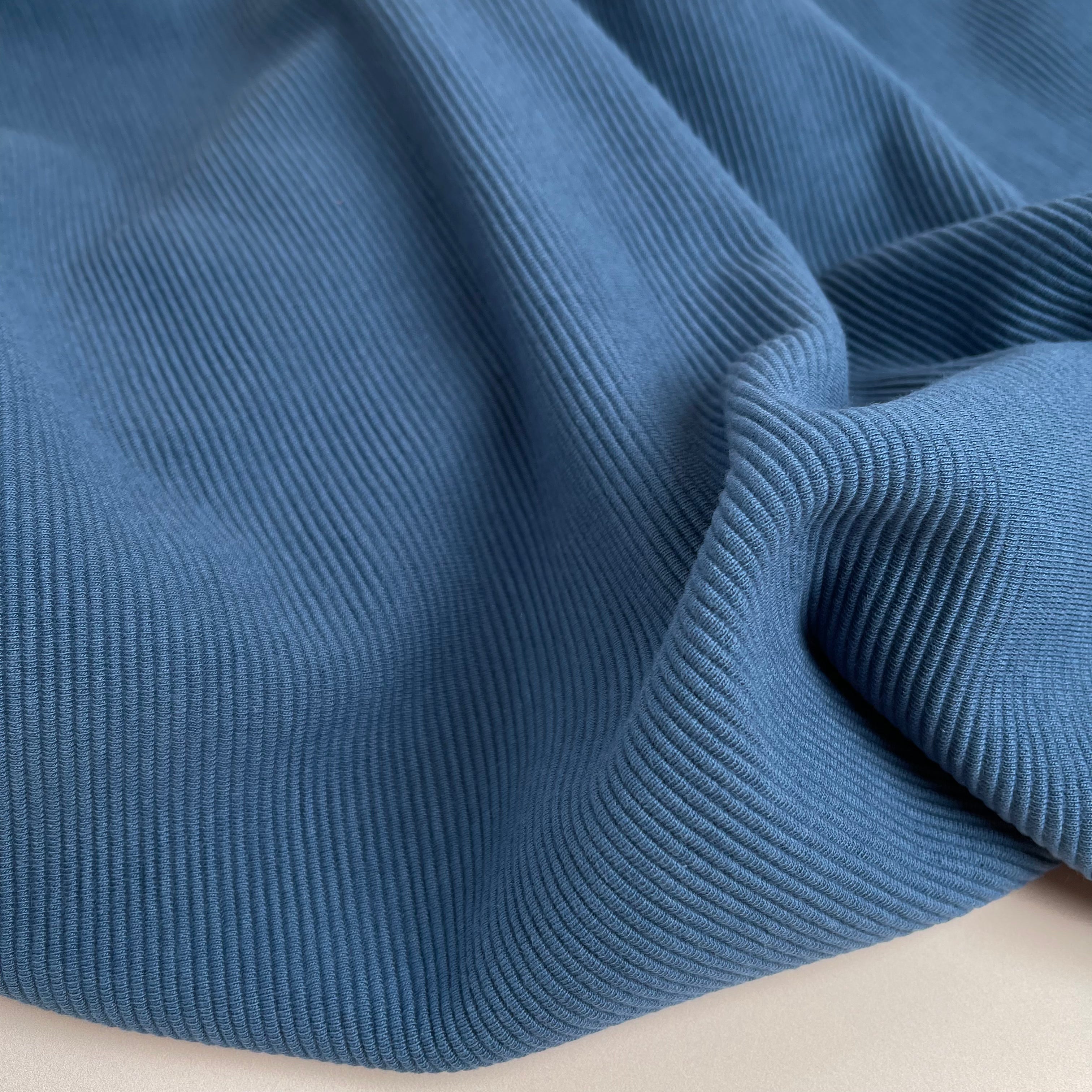 Ottoman Cotton Ribbed Knit in Mountain Blue