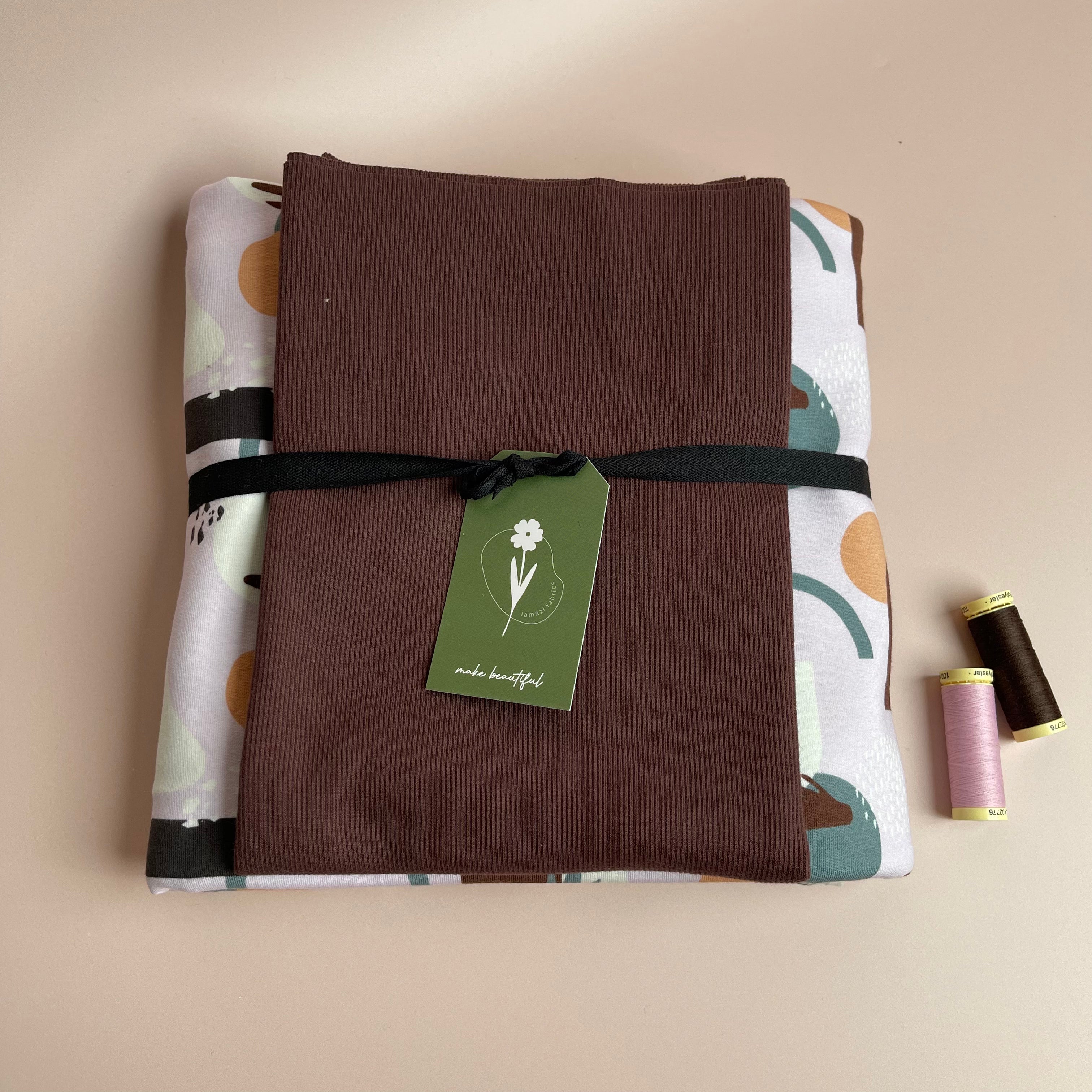 Colour Bundles - Abstrarium Lavender Blue French Terry and Ribbing Fabrics