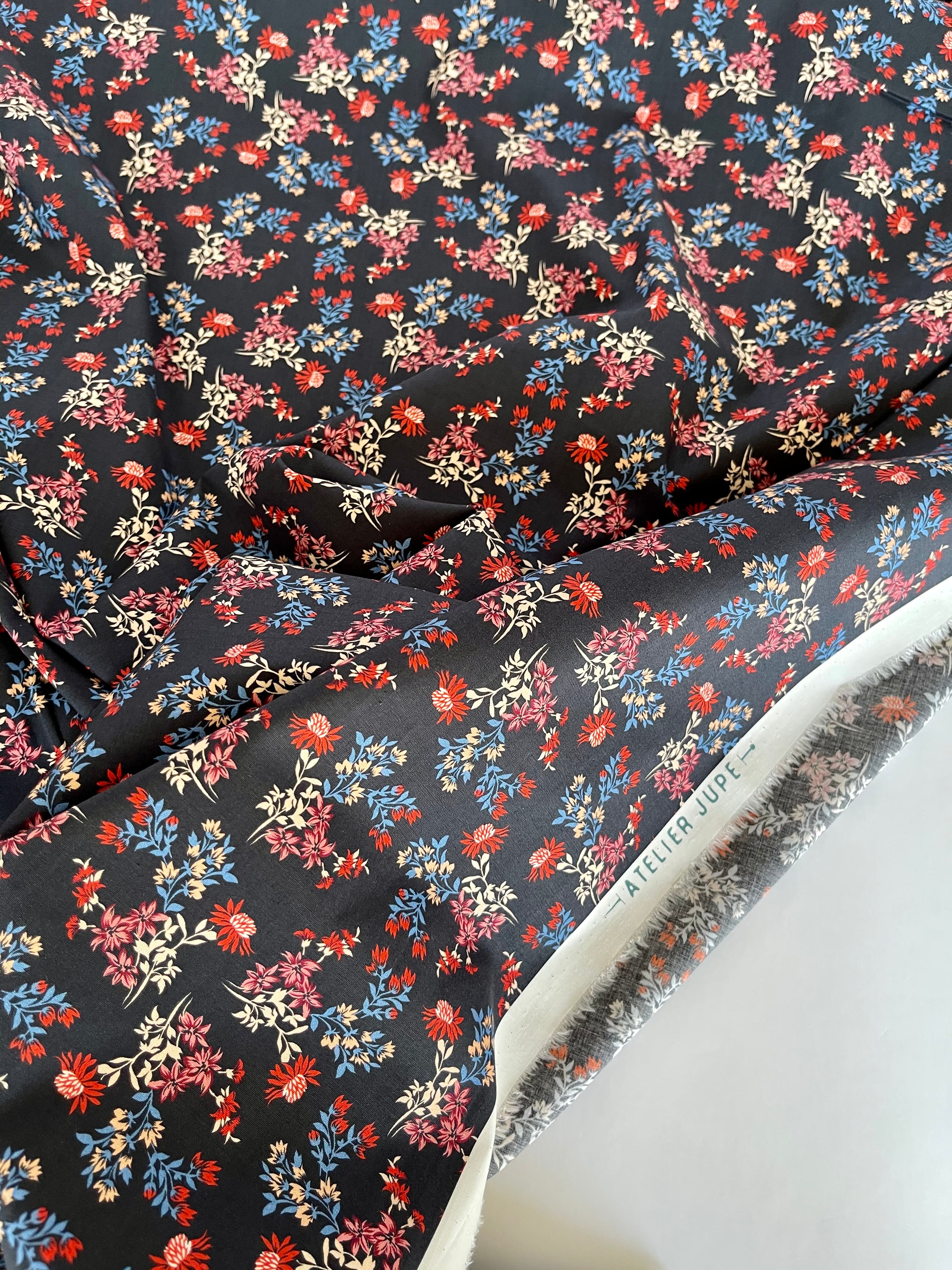 REMNANT 2.07 Metres - Atelier Jupe - Dried Flower Print Cotton-Stretch Fabric