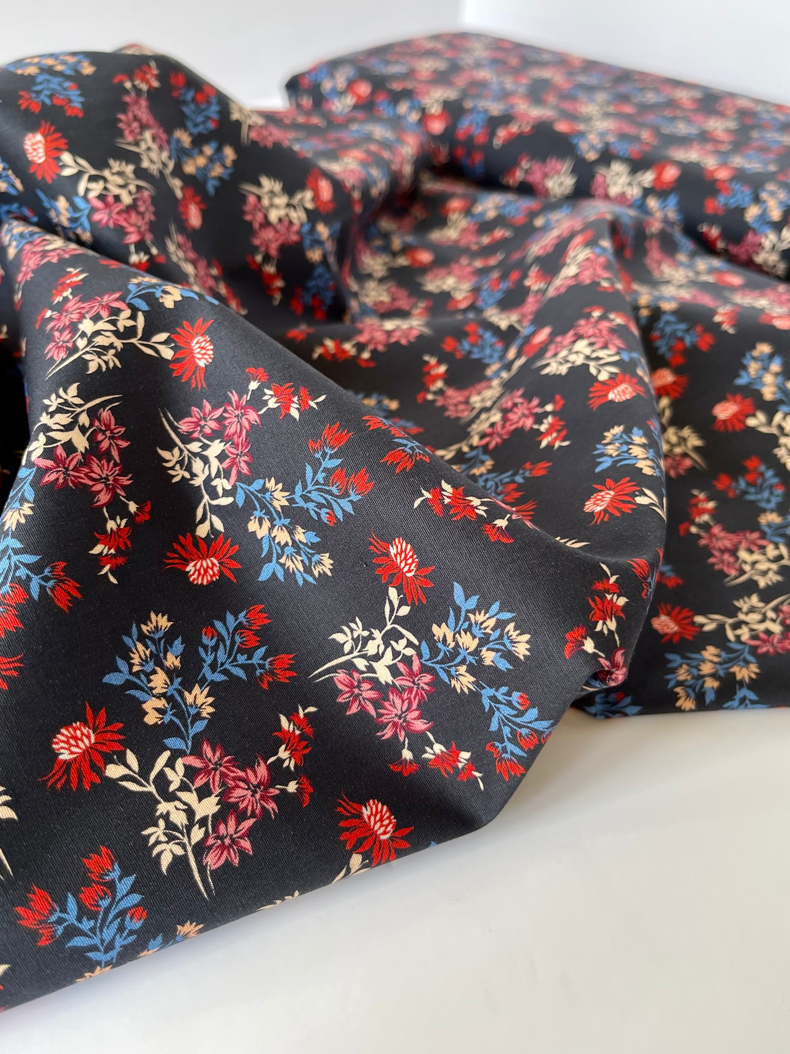 REMNANT 2.07 Metres - Atelier Jupe - Dried Flower Print Cotton-Stretch Fabric