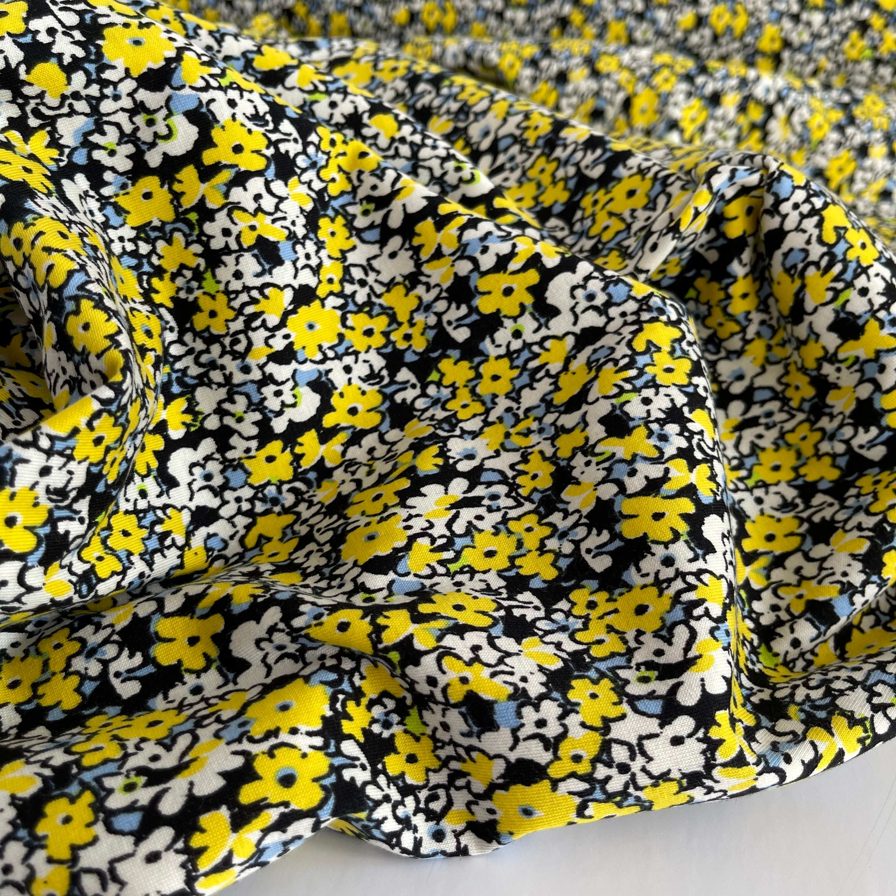 Buttercup Flower Cotton Jersey Fabric