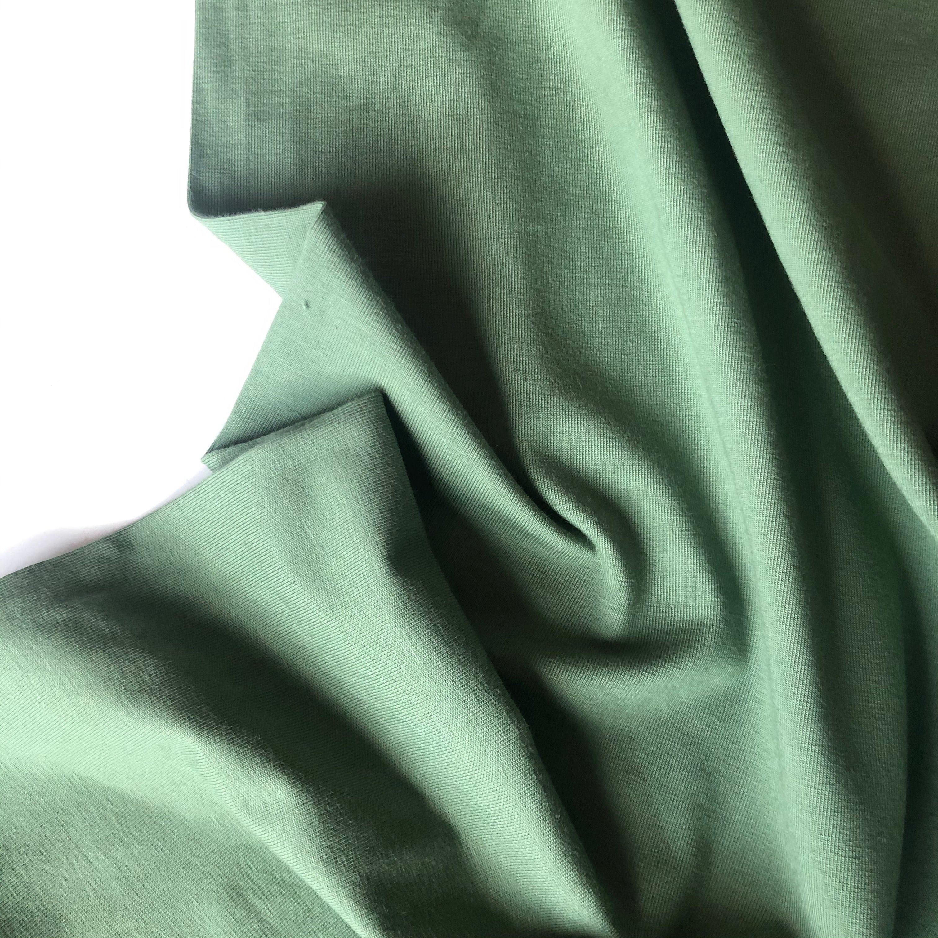 Essential Chic Avocado Green Plain Cotton Jersey Fabric