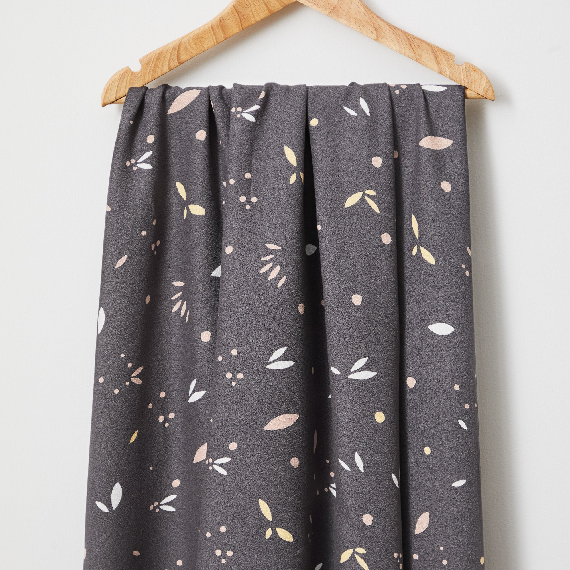 REMNANT 0.48 Metre - Mind The MAKER - Petals Calm Grey ECOVERO™ Vera Crepe Fabric