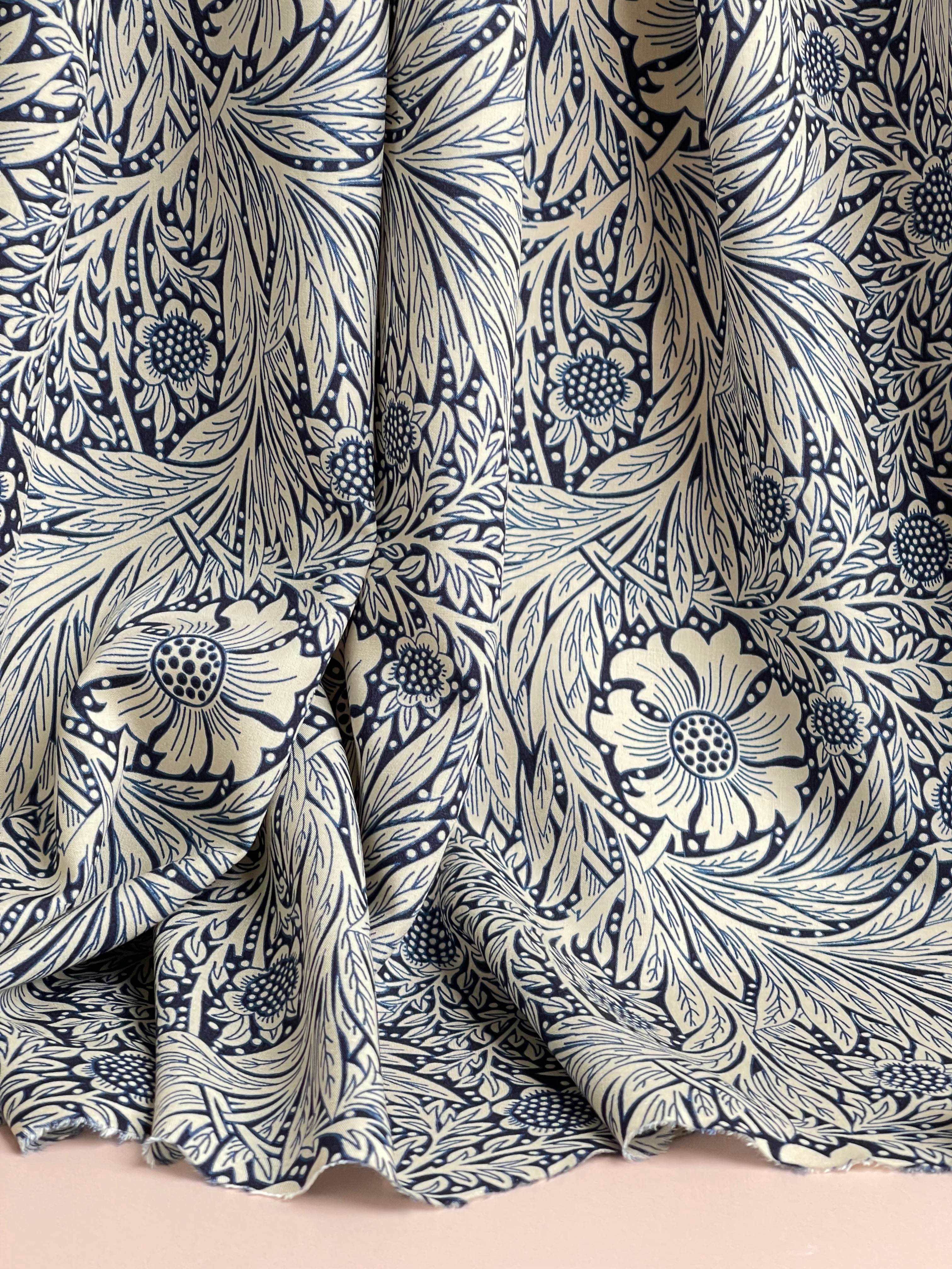 Victoria Navy Blue Viscose Fabric