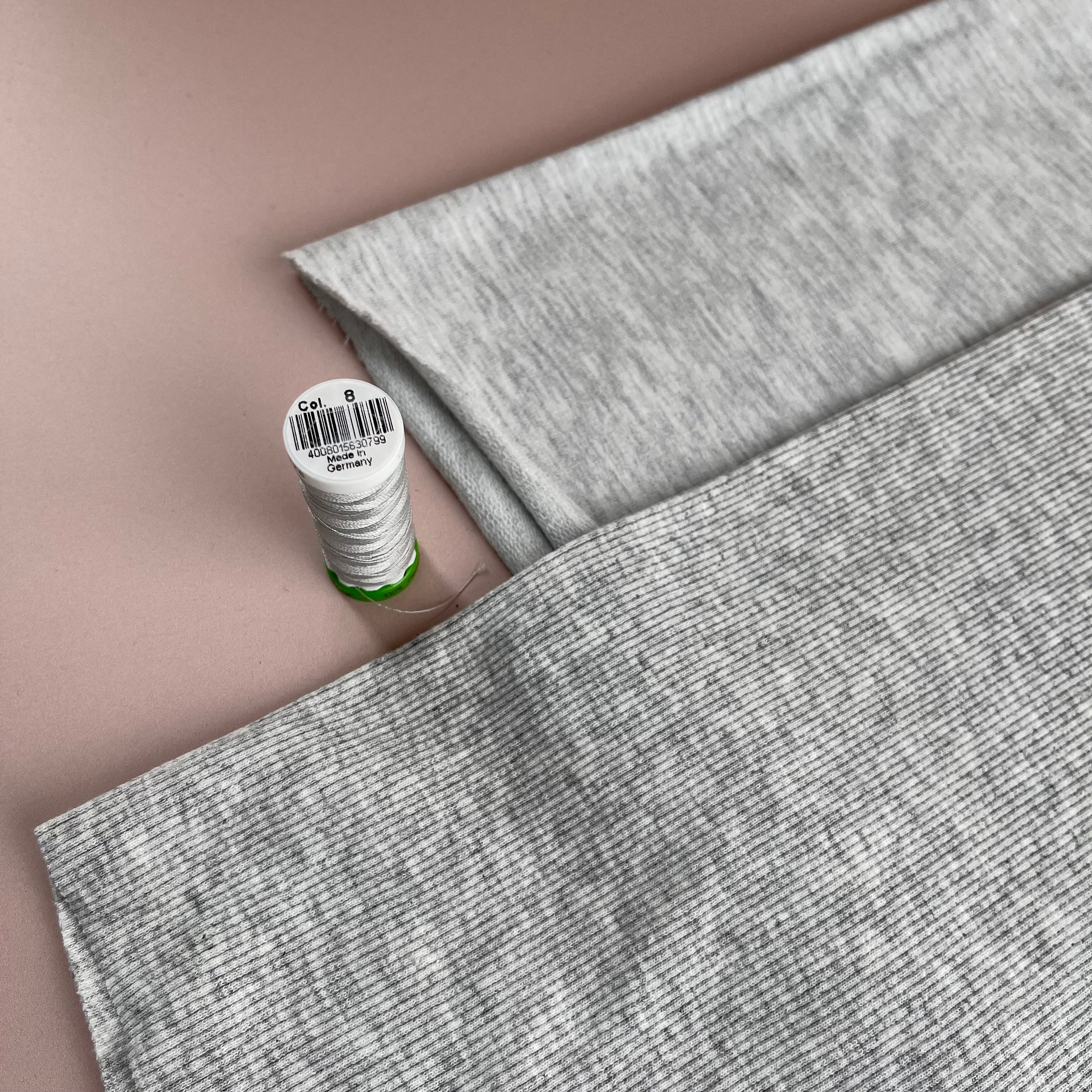 Light Grey Melange Tabular Cuff Ribbing Fabric