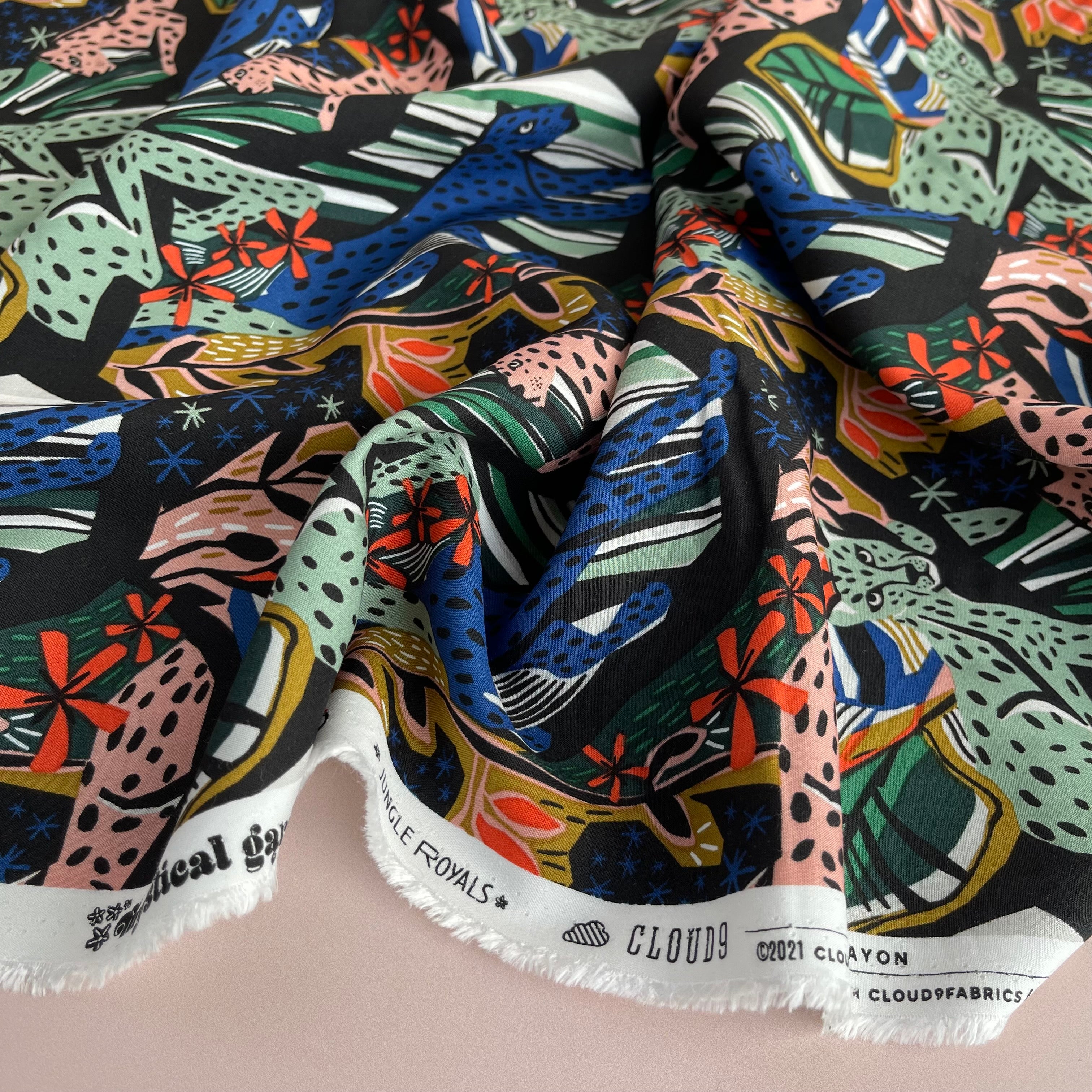 Cloud 9 Fabrics - Jungle Royals Rayon from Mystical Gardens