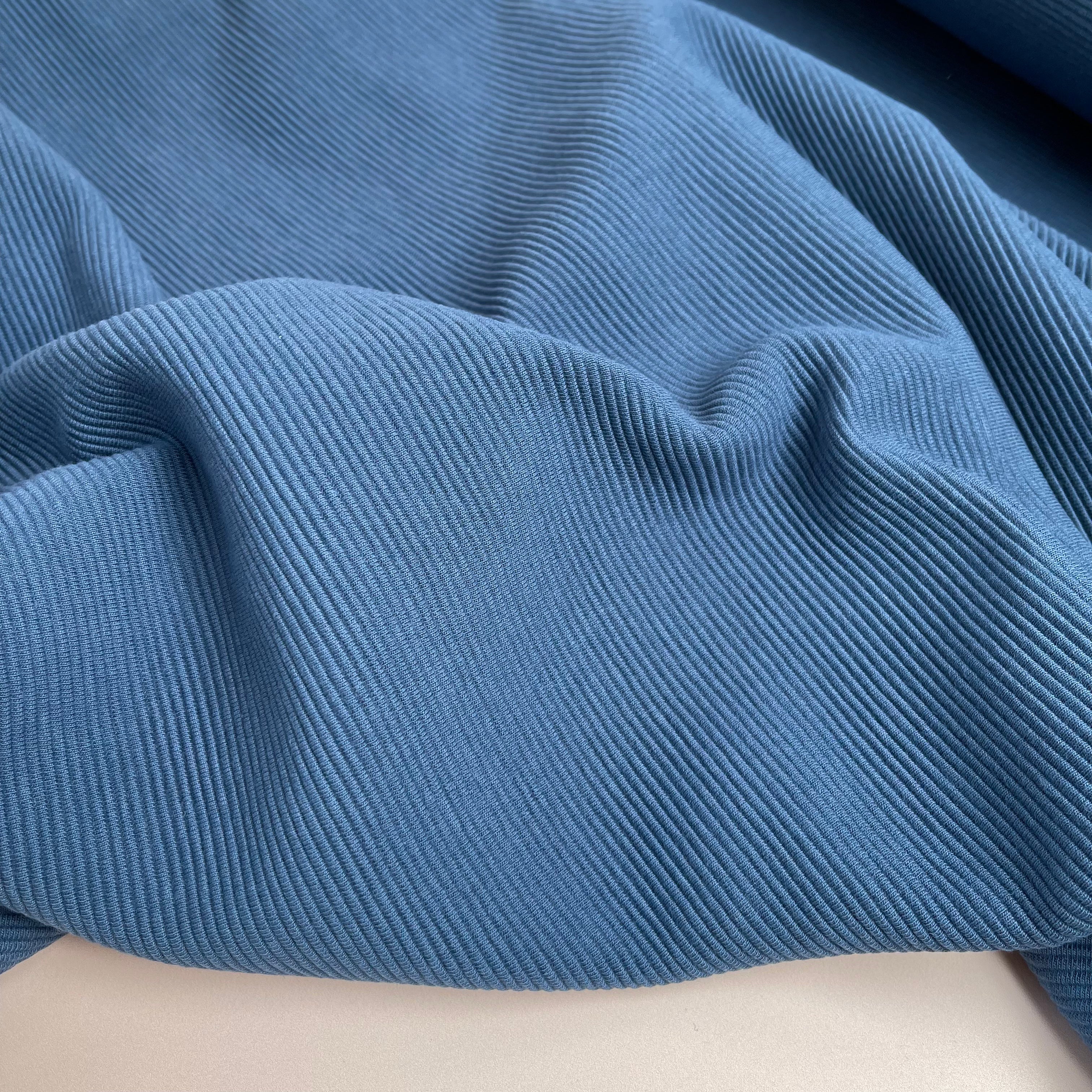 Ottoman Cotton Ribbed Knit in Mountain Blue