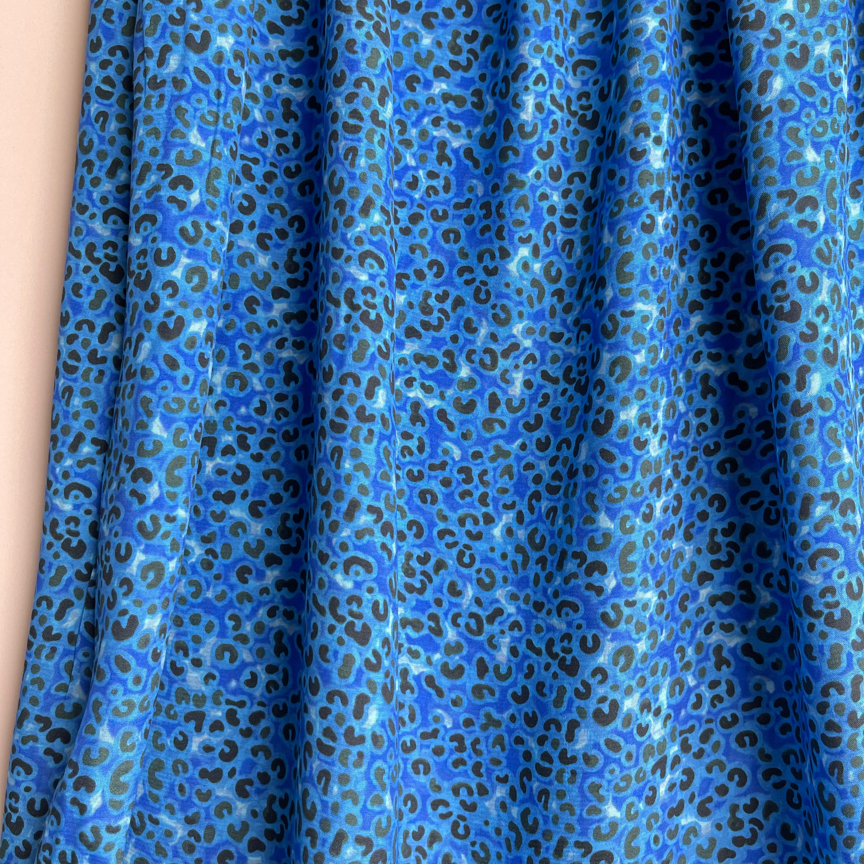 Leopard Print in Cobalt Viscose Crepe with LENZING™ ECOVERO™ fibres.