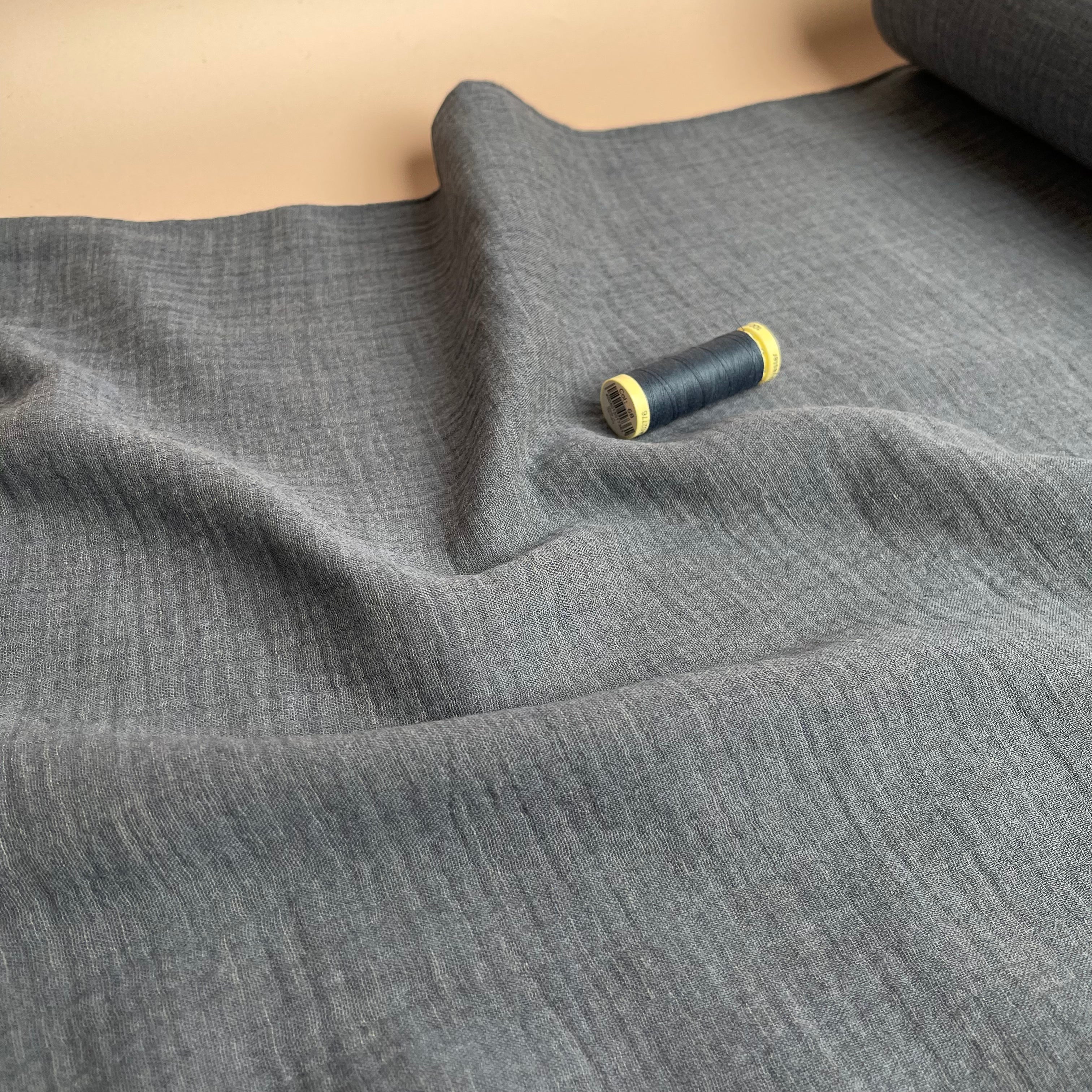 REMNANT 1.19 Metres - Melange Denim Blue Cotton Double Gauze