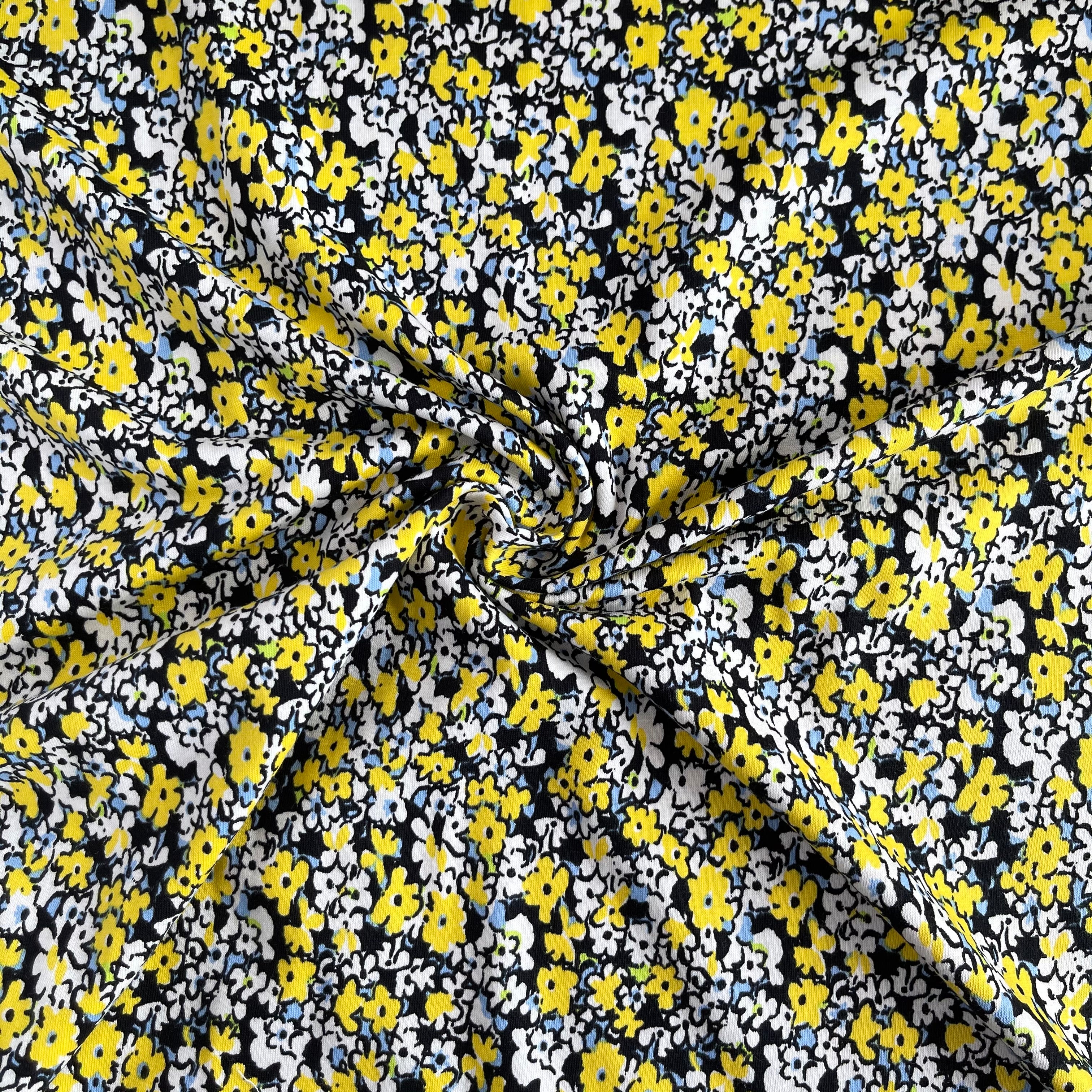 Buttercup Flower Cotton Jersey Fabric