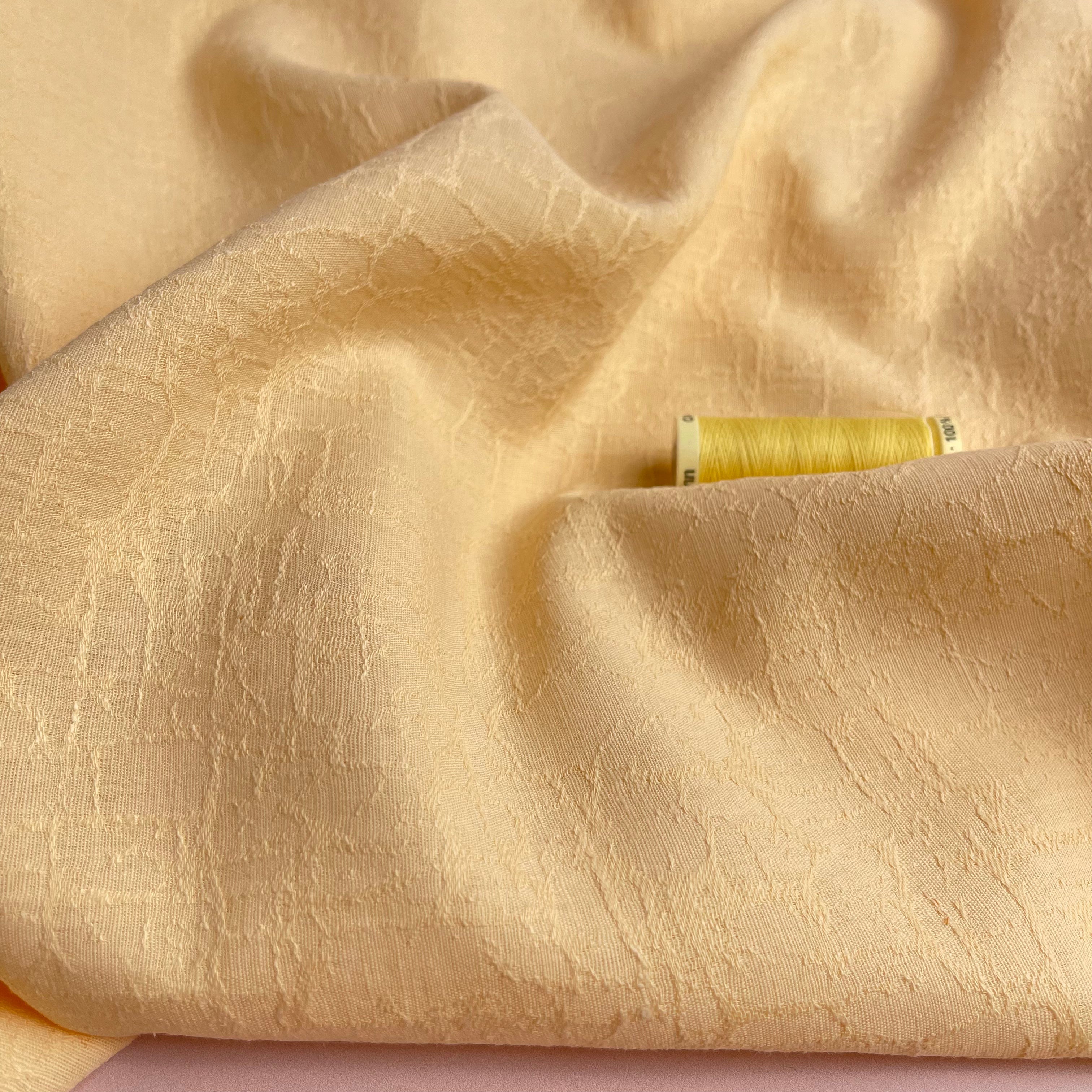 REMNANT 0.35 metre + free small section with fault - Fibre Mood Cotton Linen Bark Jacquard in Yellow