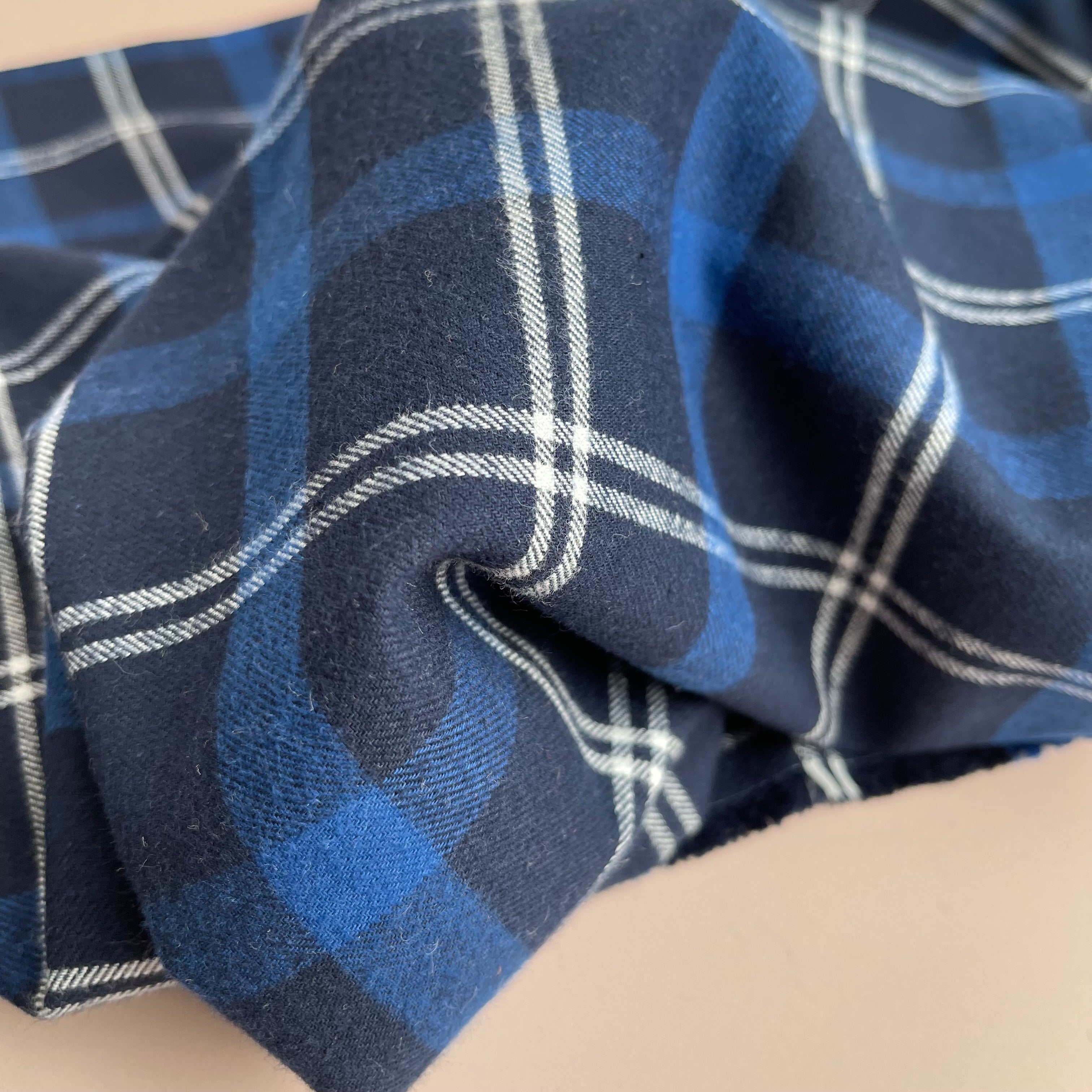REMNANT 1.05 Metres - Highland Navy with Blue Yarn Dyed Cotton Flannel