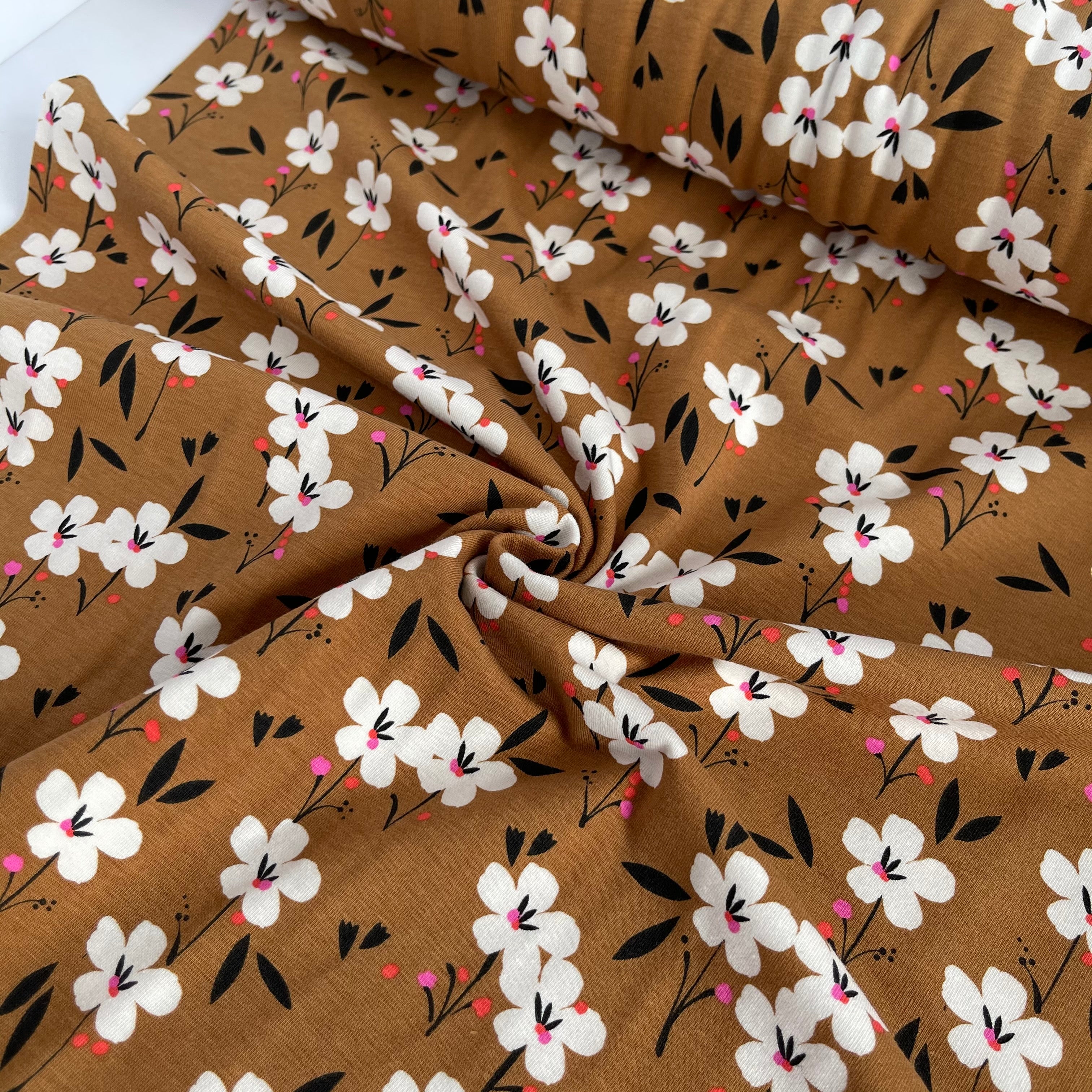REMNANT 1.13 Metres - Soiree Spring Gold Cotton Jersey Fabric