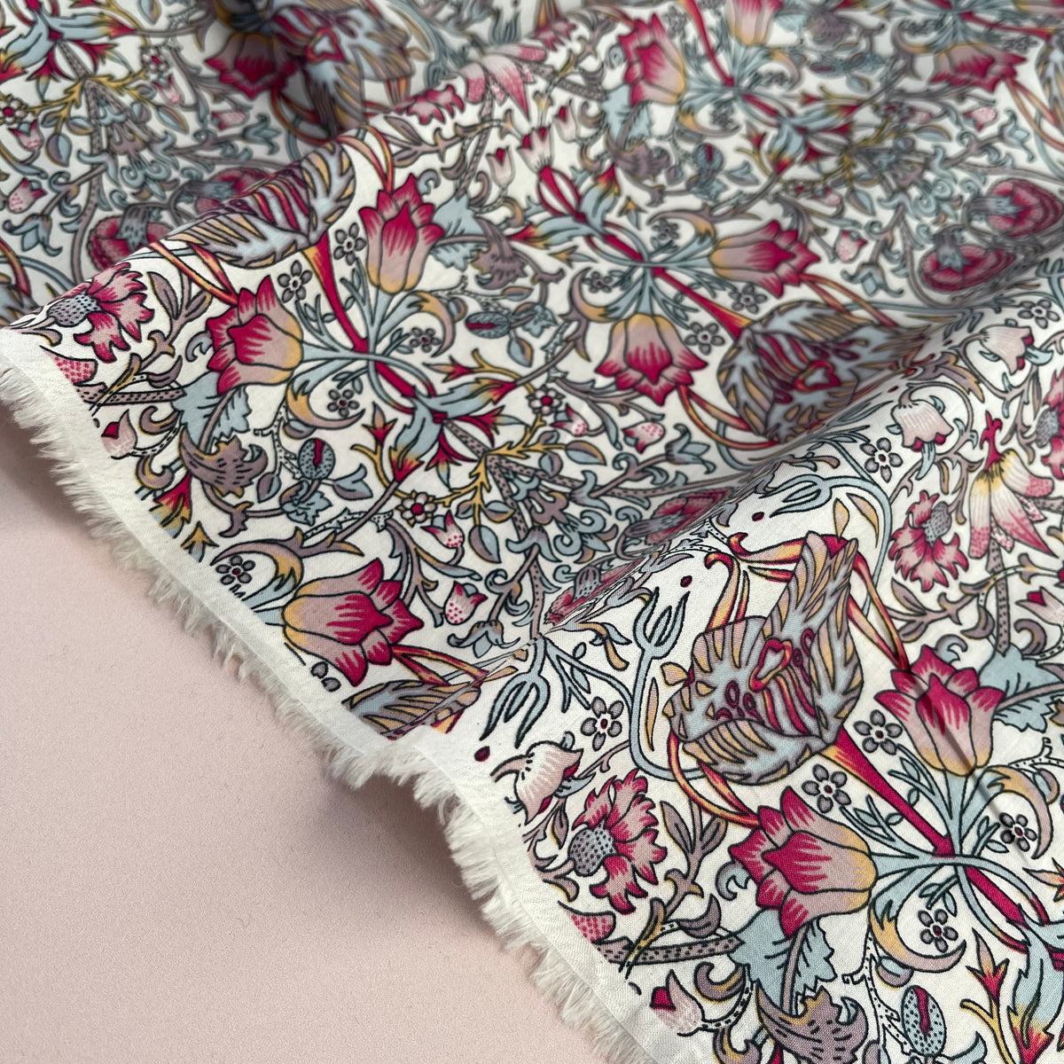 Morris Pink Cotton Lawn Fabric Lamazi Fabrics