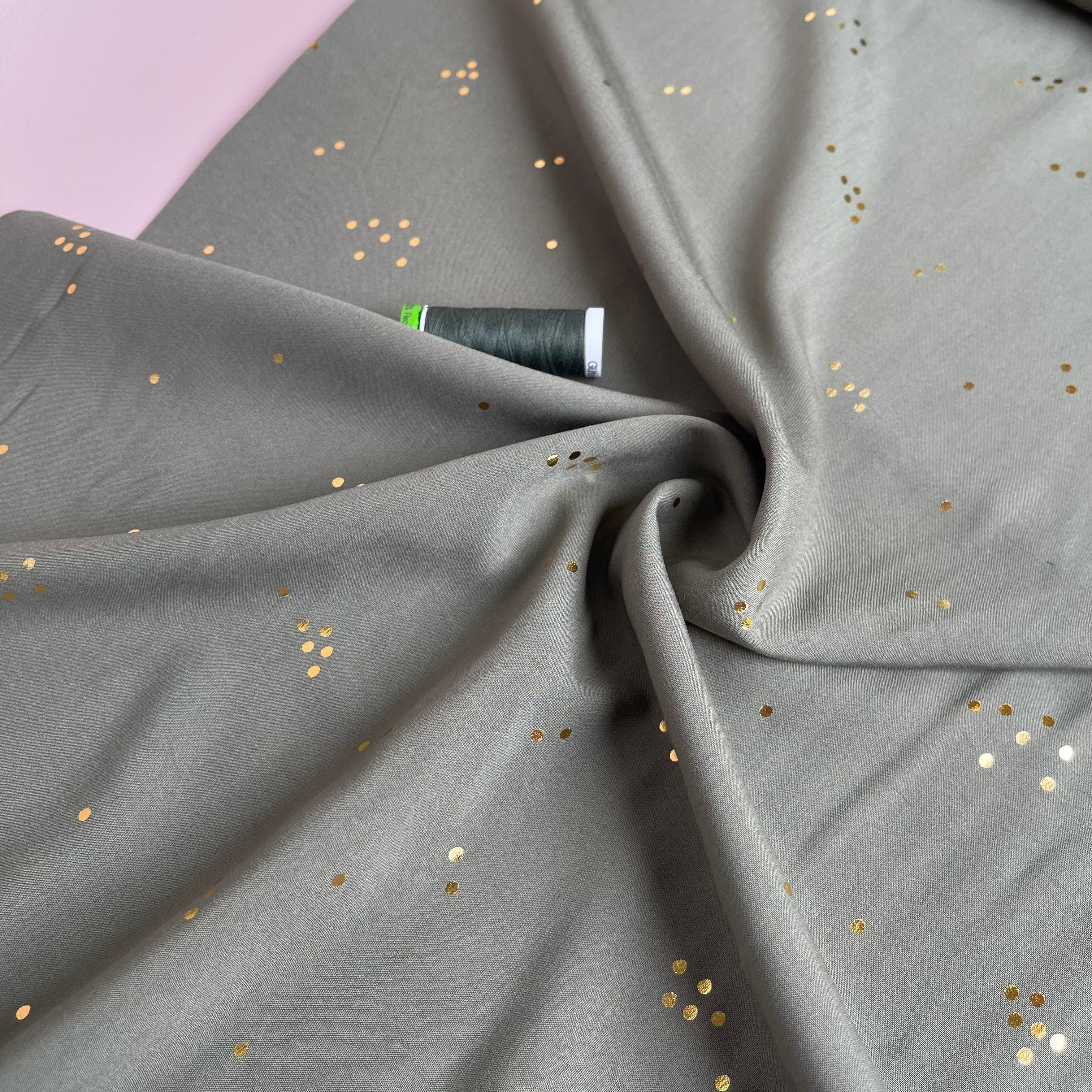 Sparkles in Olive Green Viscose Fabric