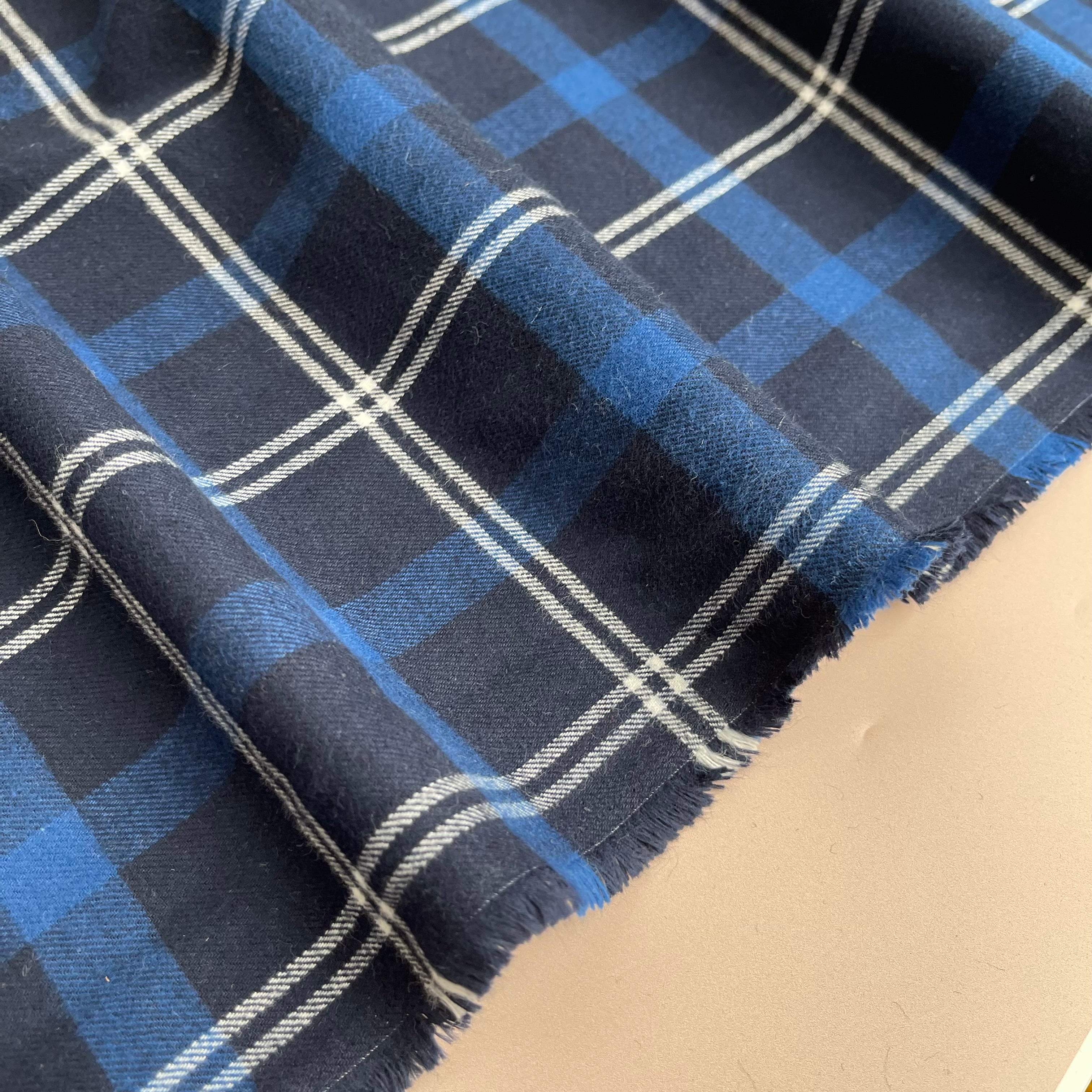 REMNANT 1.05 Metres - Highland Navy with Blue Yarn Dyed Cotton Flannel