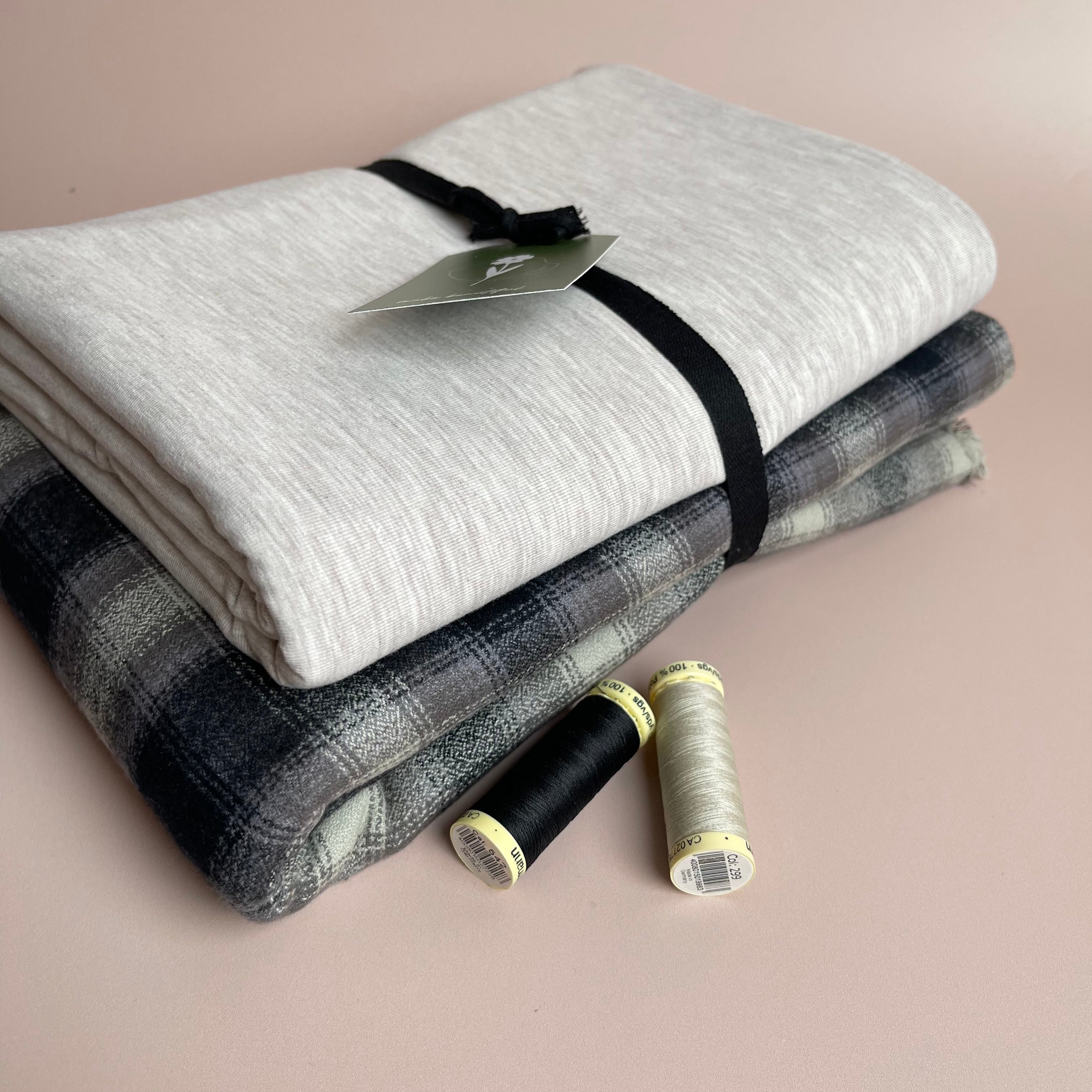 Limited Edition - Luxury Pyjama Kit with Grey Check Cotton Flannel