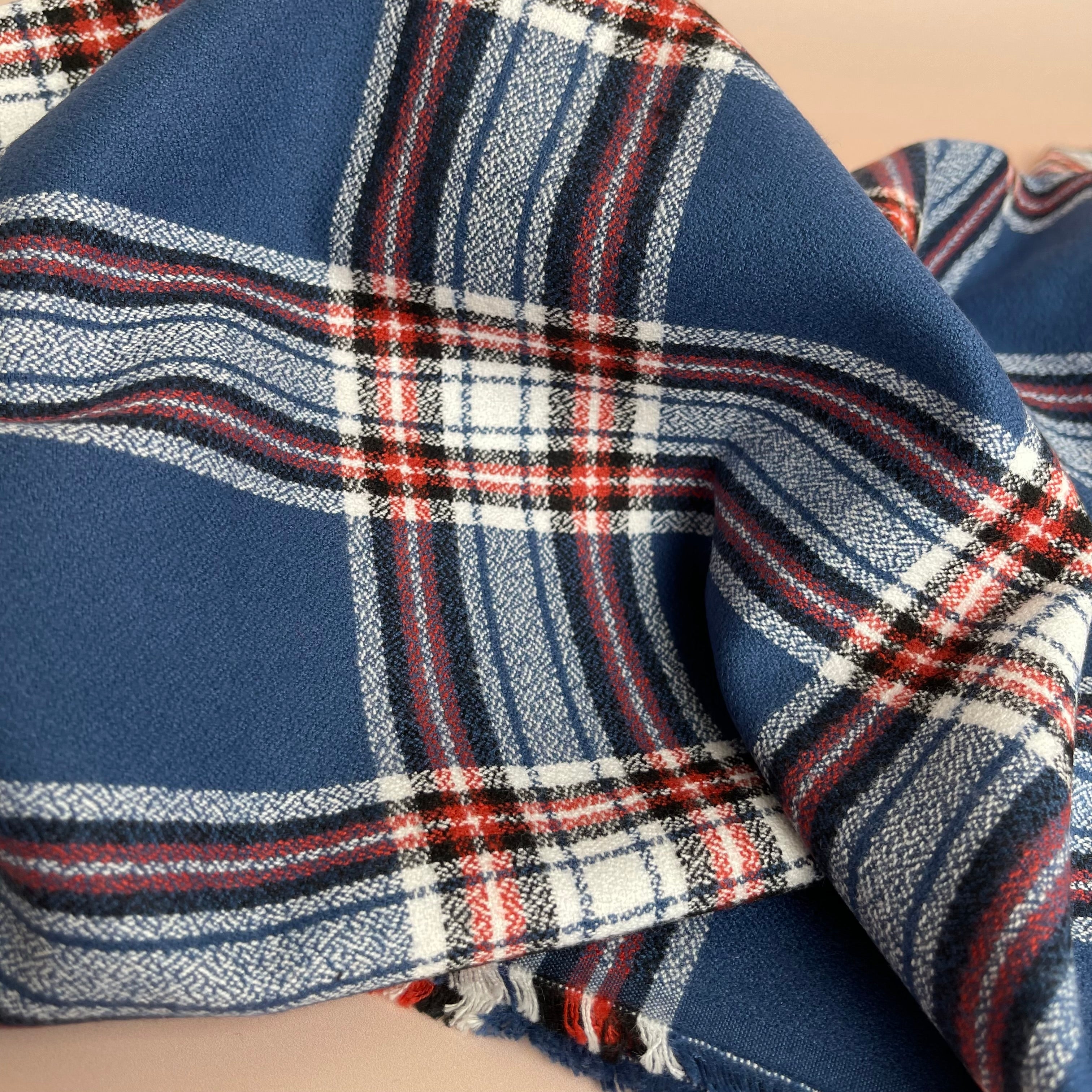 REMNANT 0.34 Metre - Americana 2 Blue Mammoth Cotton Flannel