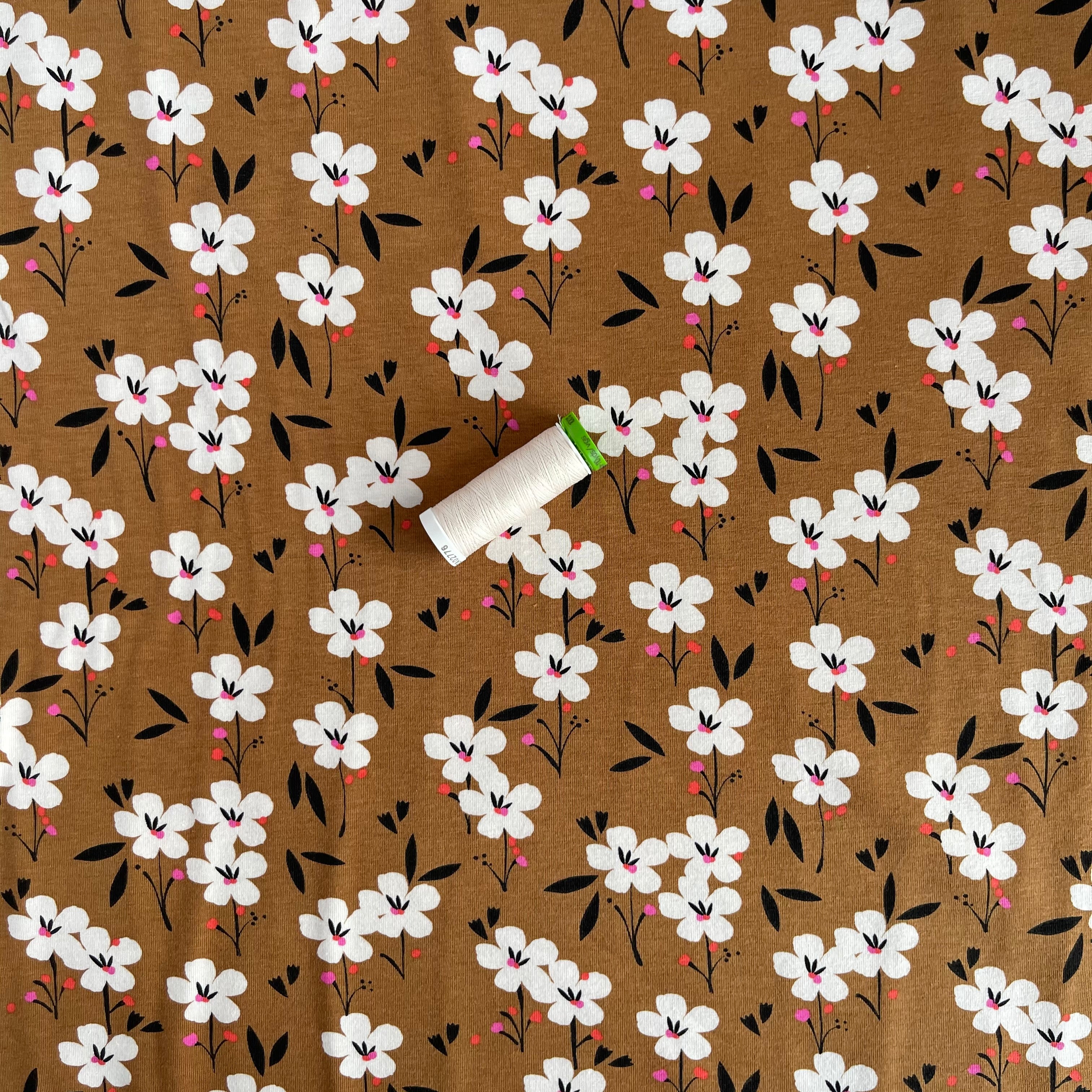 REMNANT 1.13 Metres - Soiree Spring Gold Cotton Jersey Fabric