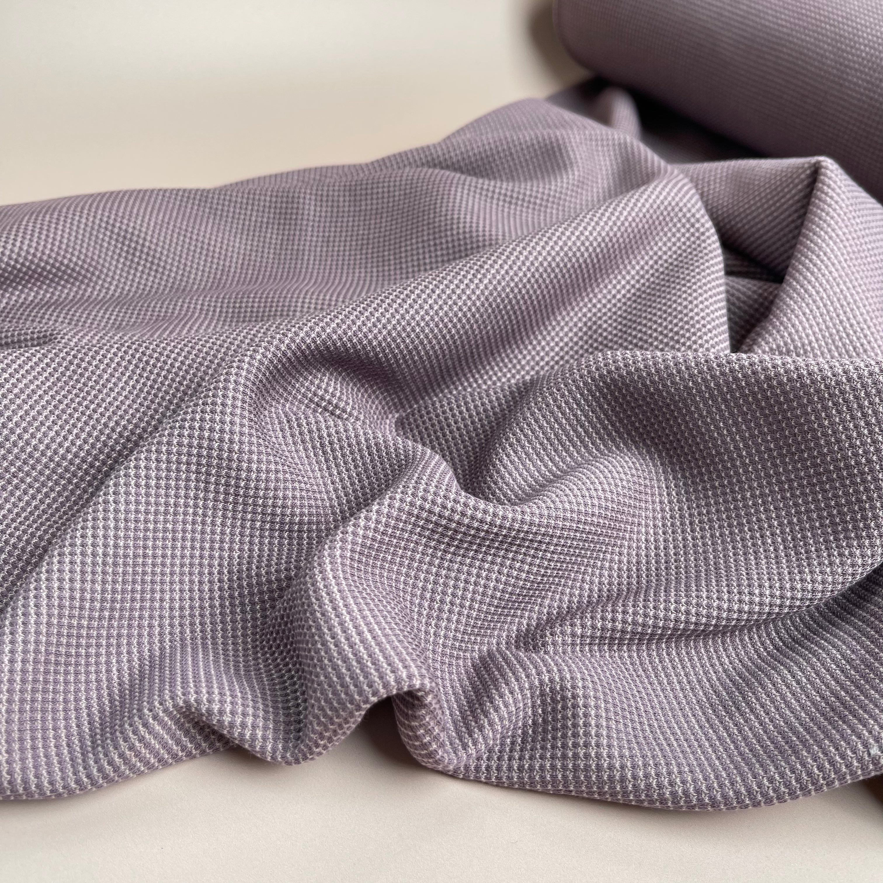REMNANT 1 Metre - Knitted Cotton Waffle Fabric in Mauve