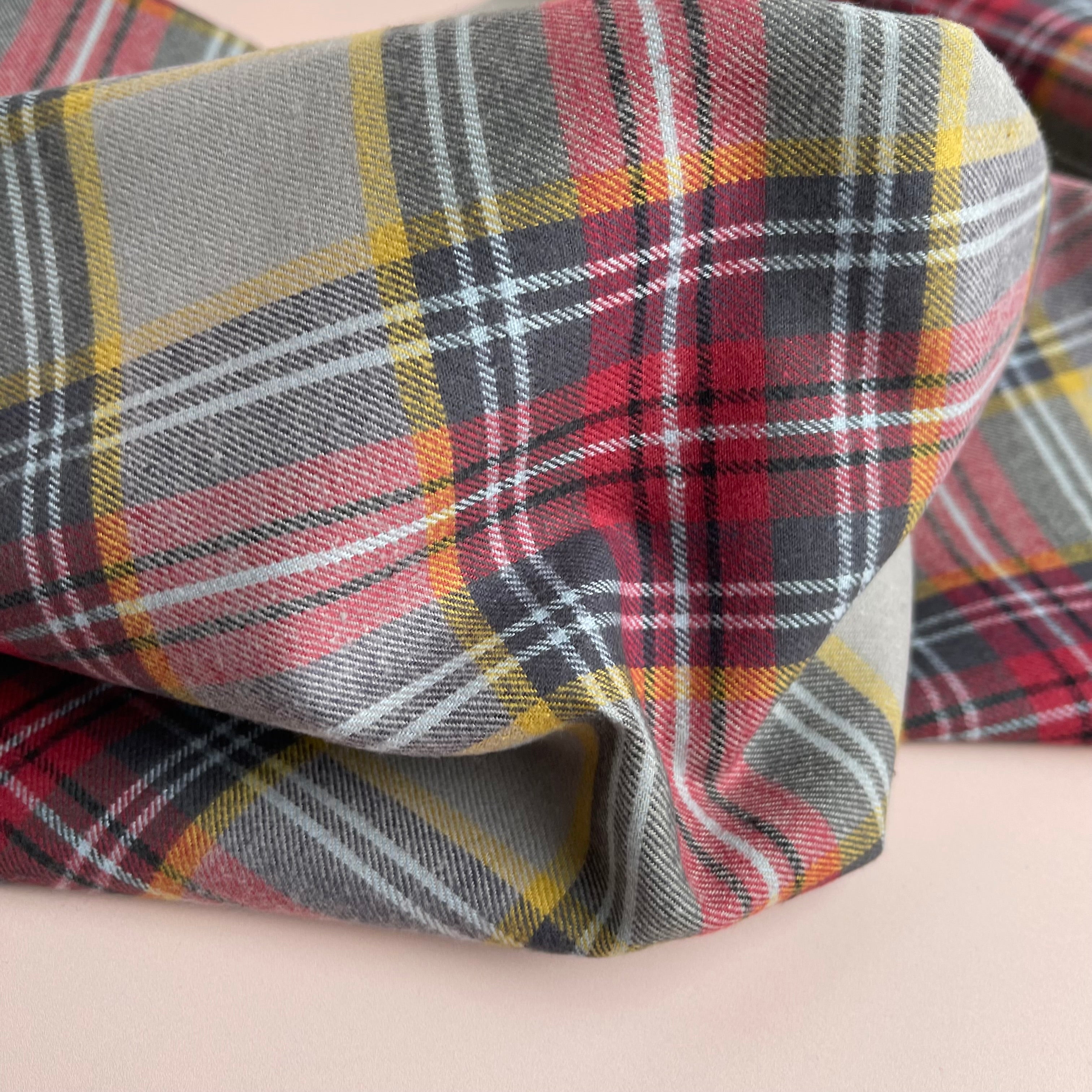 Highland Dust & Red Yarn Dyed Cotton Flannel