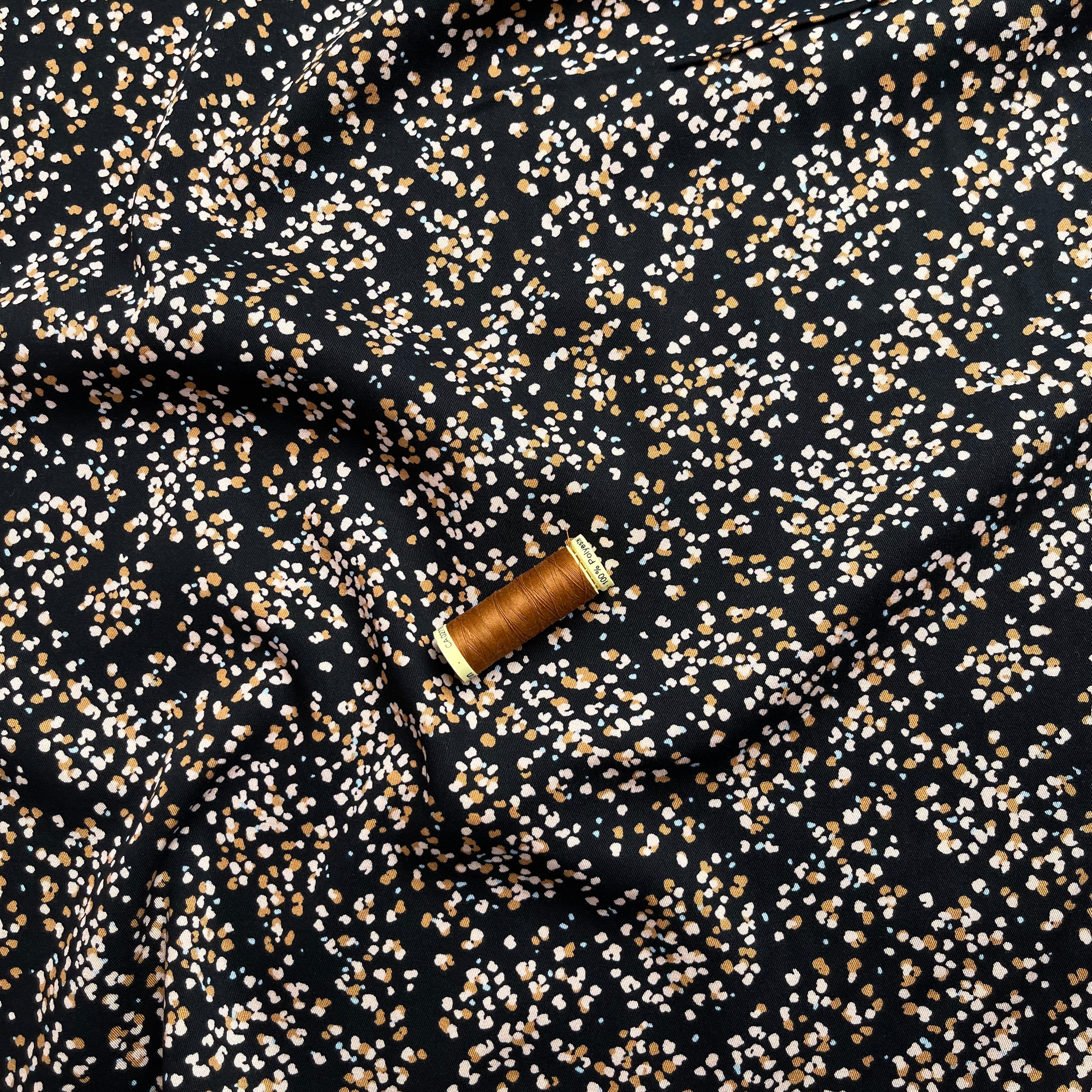 REMNANT 0.63 Metre - Rosella Speckles Black Stretch Viscose Twill Fabric