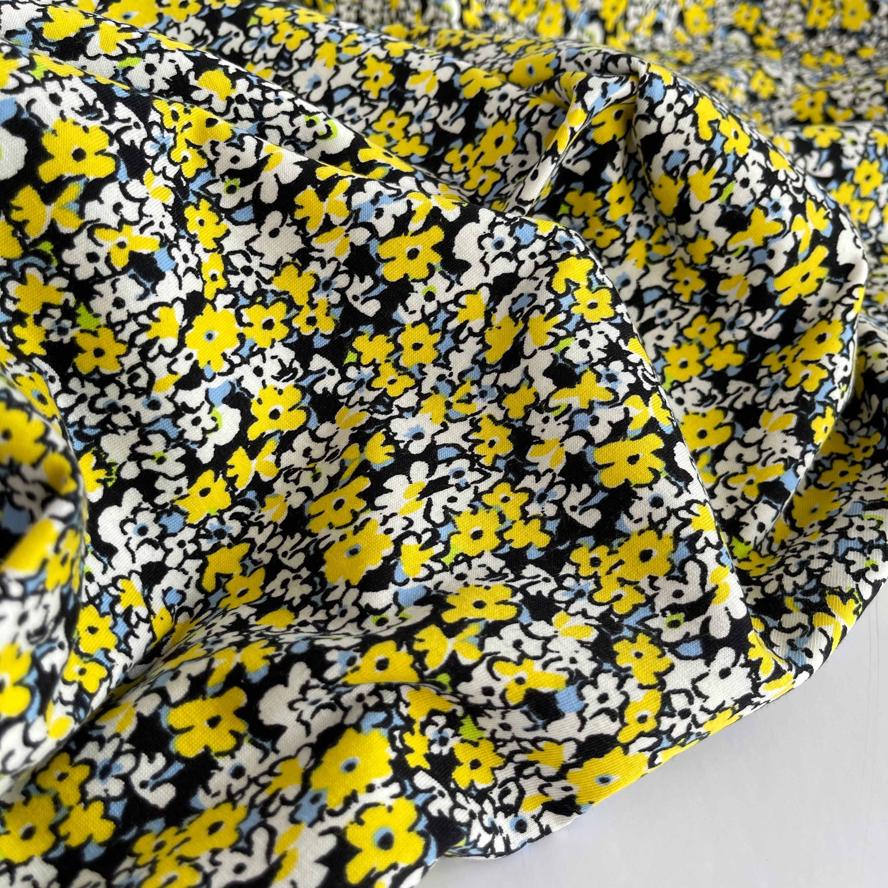 Buttercup Flower Cotton Jersey Fabric