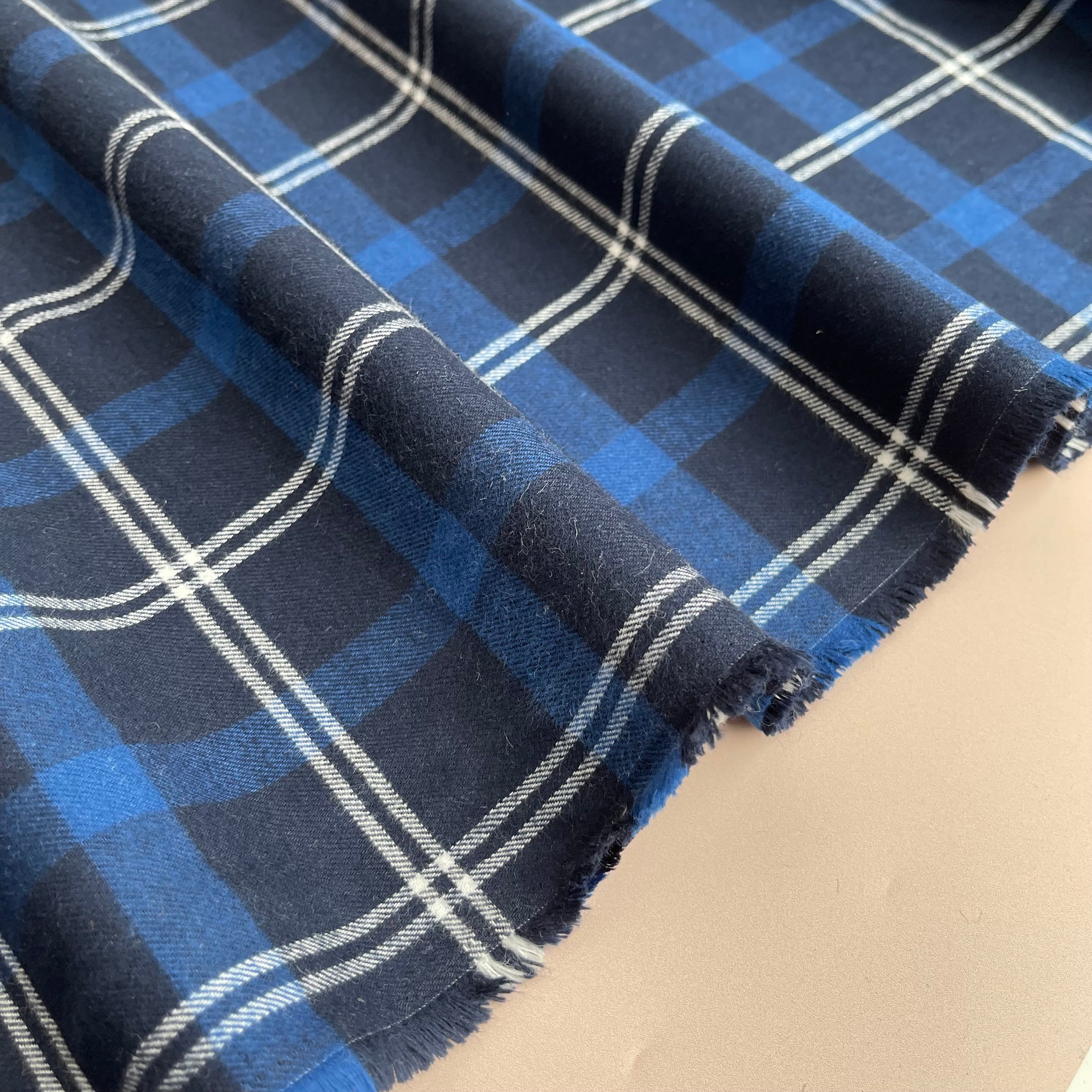 REMNANT 1.05 Metres - Highland Navy with Blue Yarn Dyed Cotton Flannel