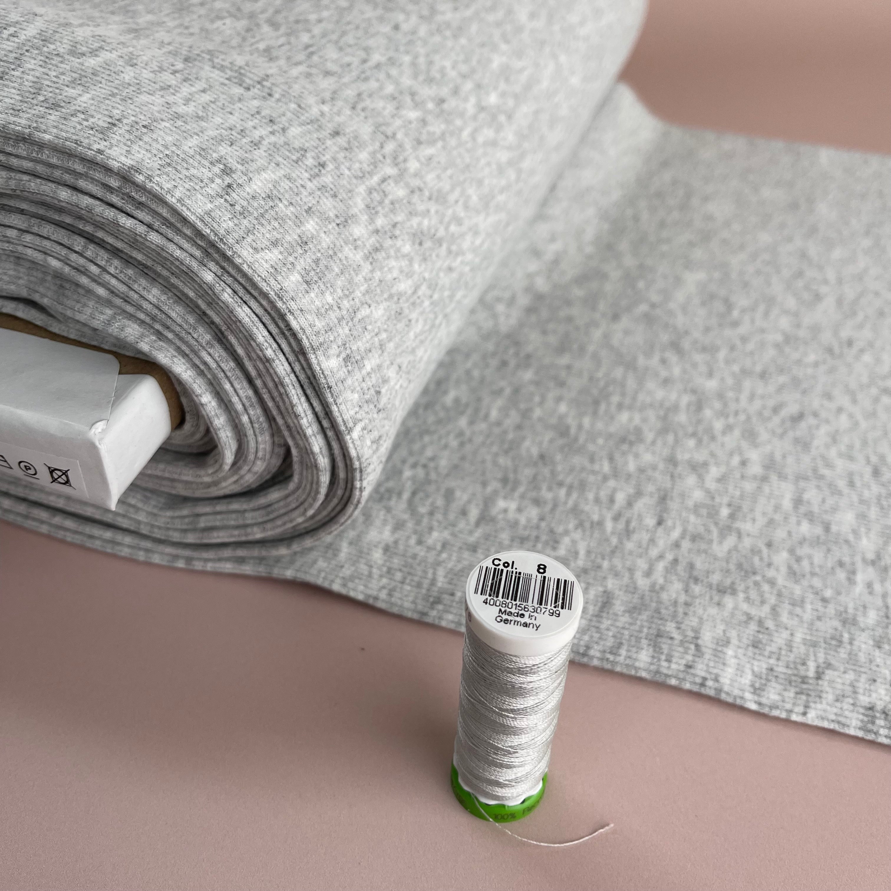 Light Grey Melange Tabular Cuff Ribbing Fabric