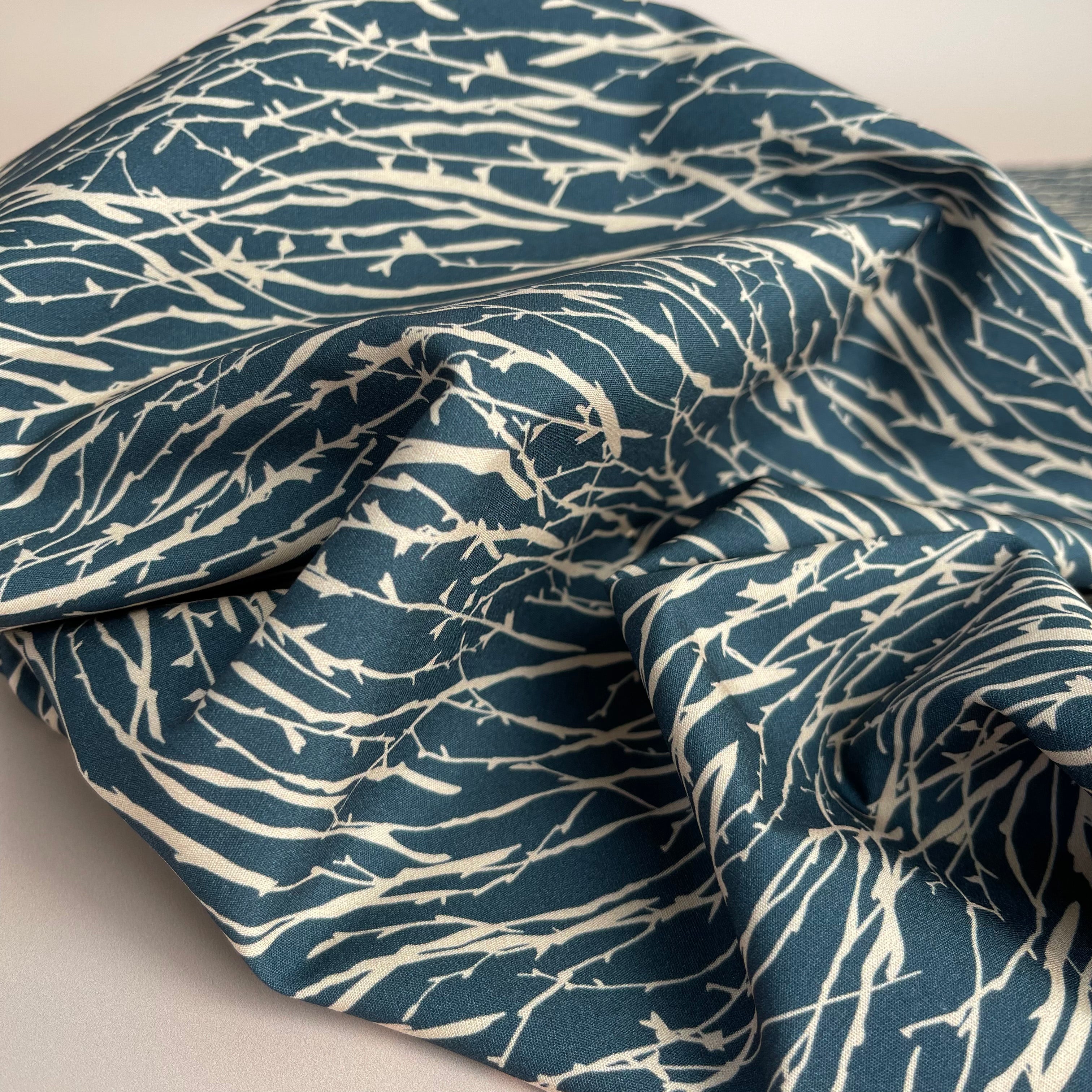 REMNANT 0.79 Metre - Woodland Notions Branches Grey Cotton Poplin Fabric
