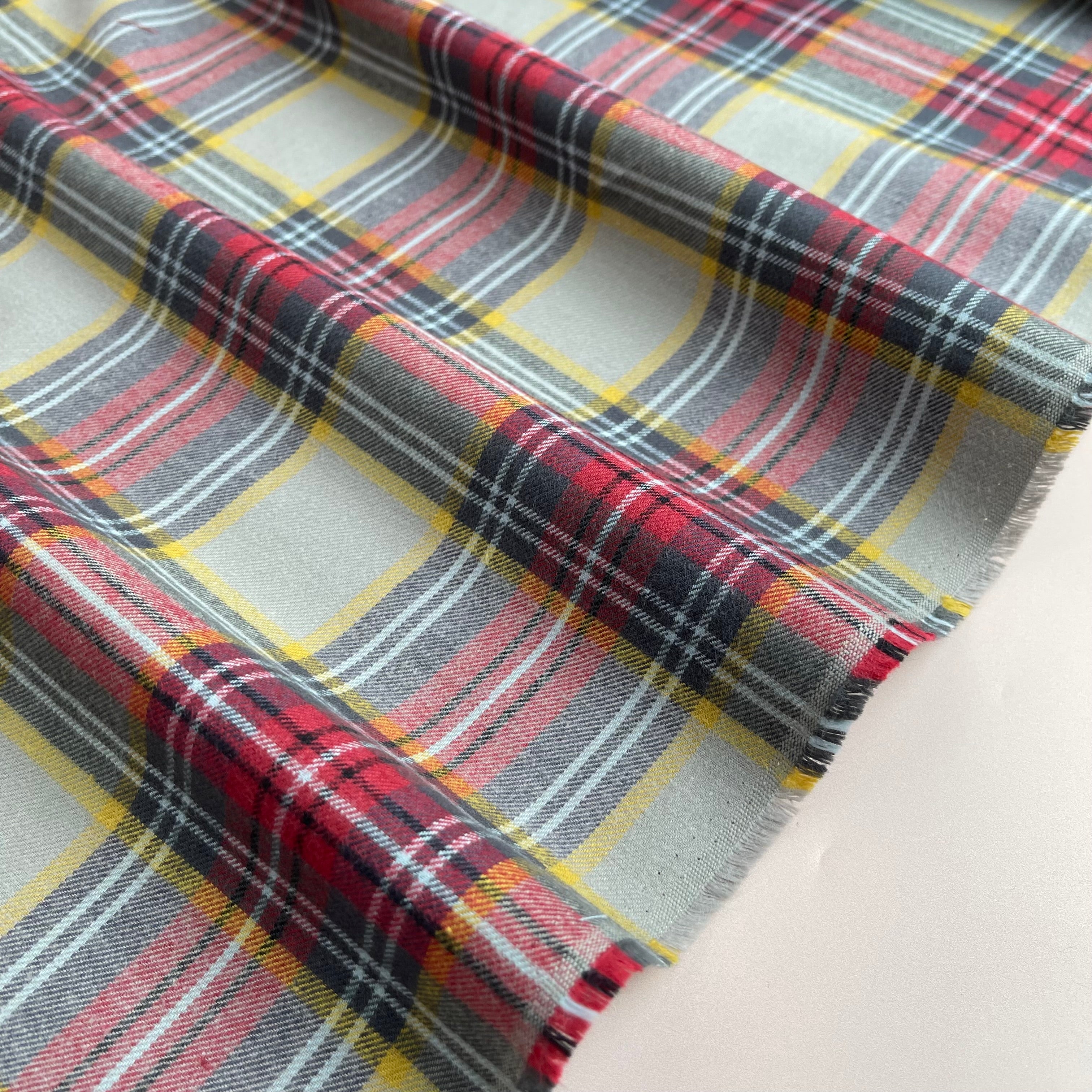 Highland Dust & Red Yarn Dyed Cotton Flannel